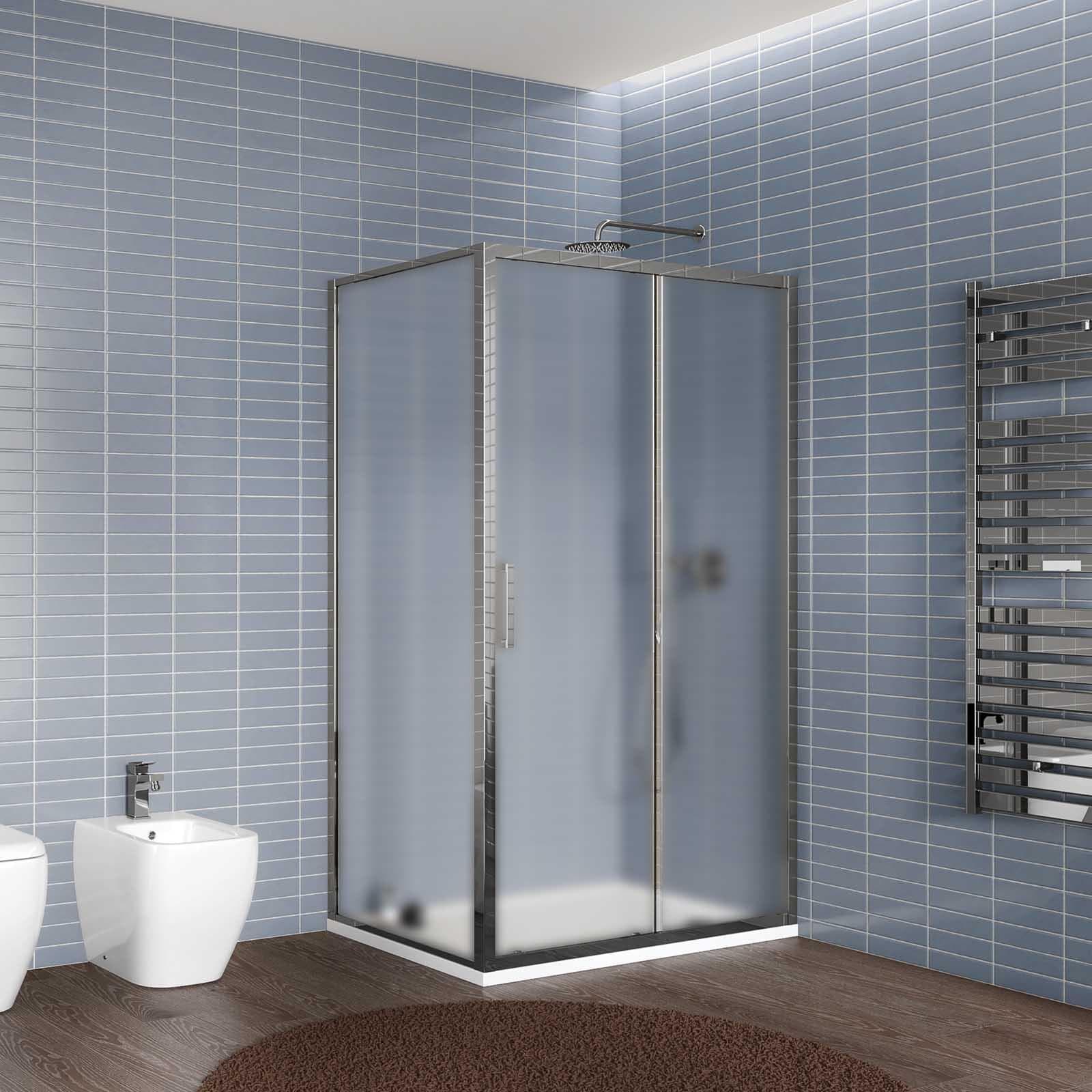 Box doccia 70x120 cm porta scorrevole vetro opaco profilo cromo 195h - Moritz