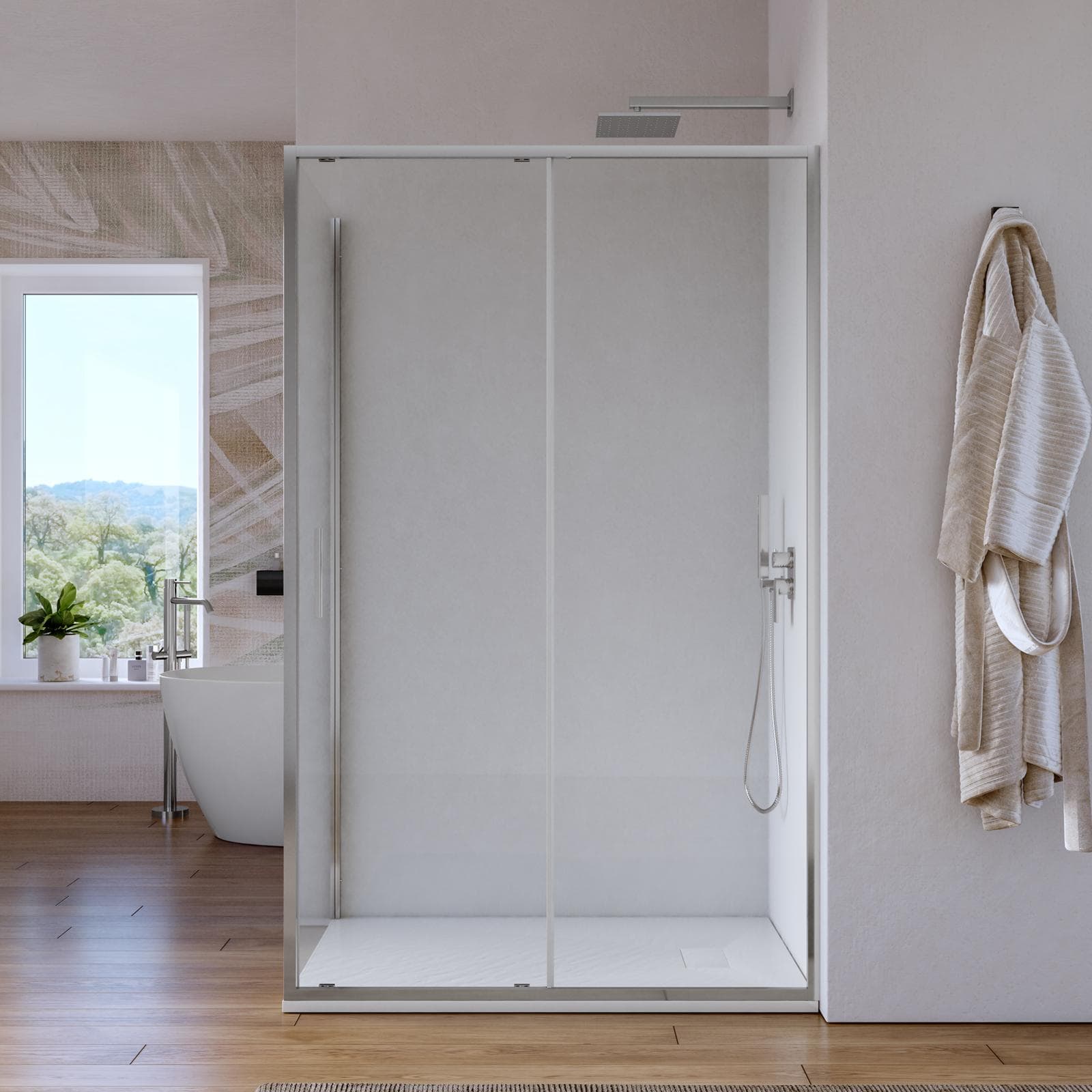 Box doccia 70x120 cm scorrevole vetro trasparente e profilo cromo 195h - Glide