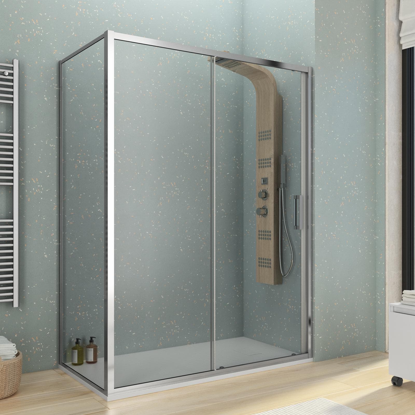 Box doccia 70x140 cm scorrevole vetro trasparente anticalcare profilo cromo 195h - Moritz