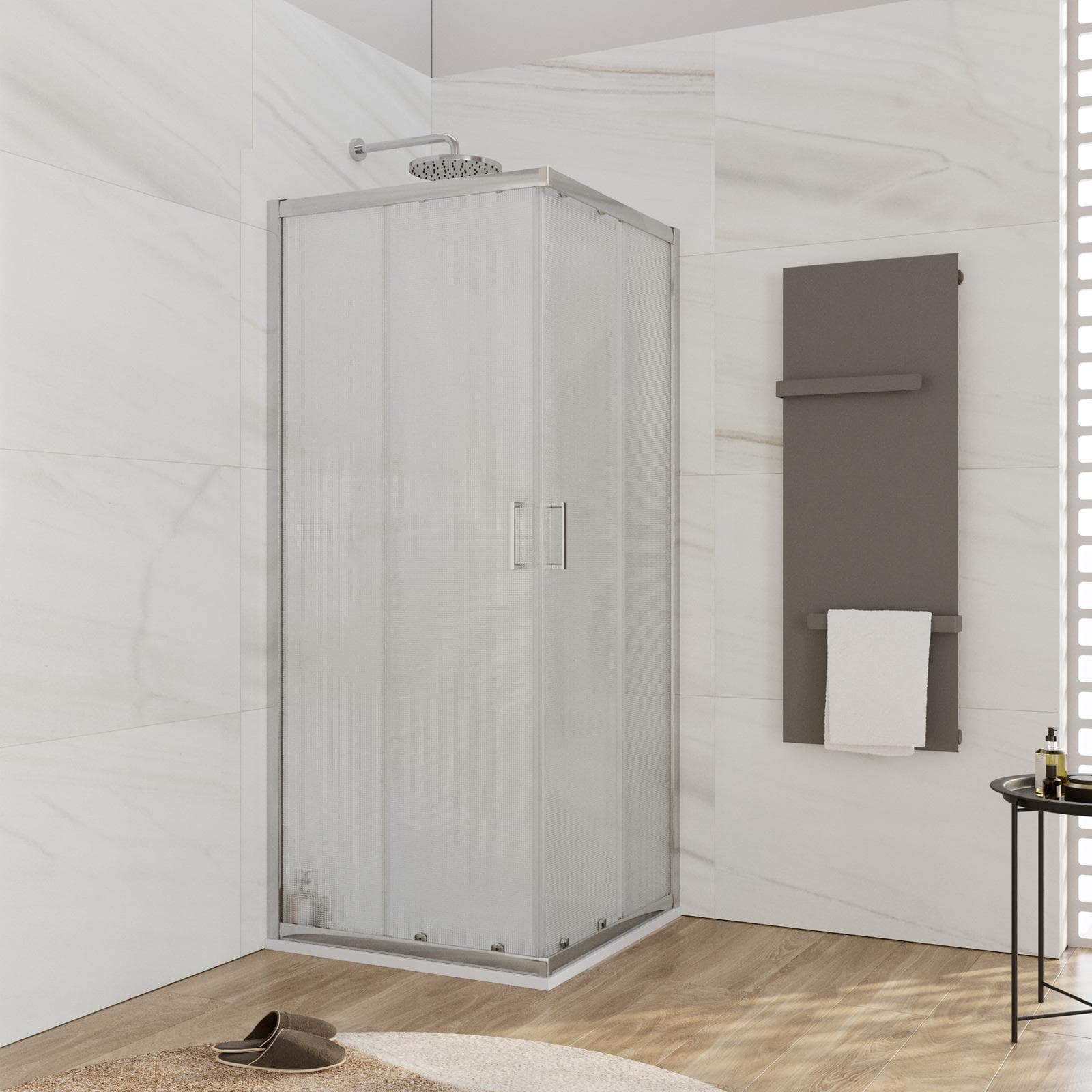 Box doccia 70x70 cm doppio scorrevole vetro temperato 6mm stampato 185h - Young