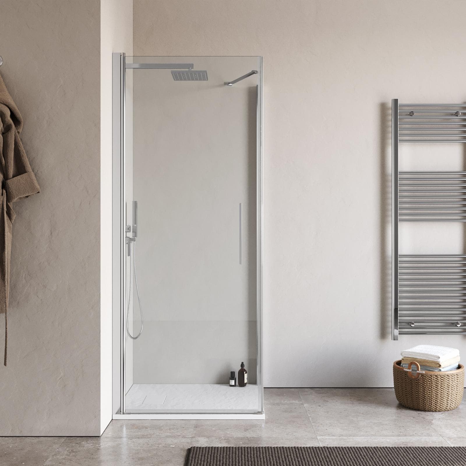 Box doccia 70x80 cm battente 80 cm con vetro temperato trasparente e profilo cromo 195h - Nilo