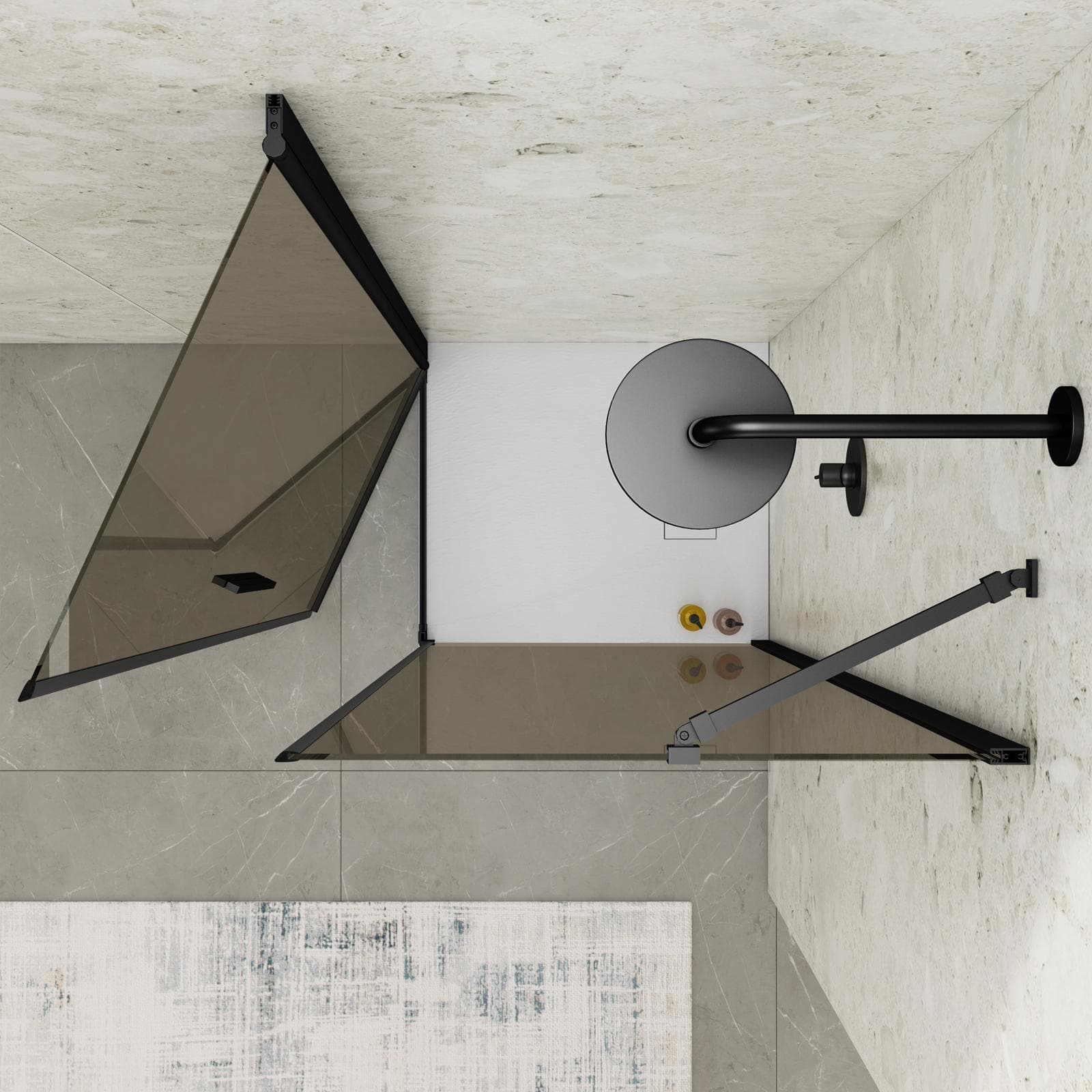 Box doccia 70x80 cm battente 80 cm con vetro temperato bronzato e profilo nero 195h - Nilo