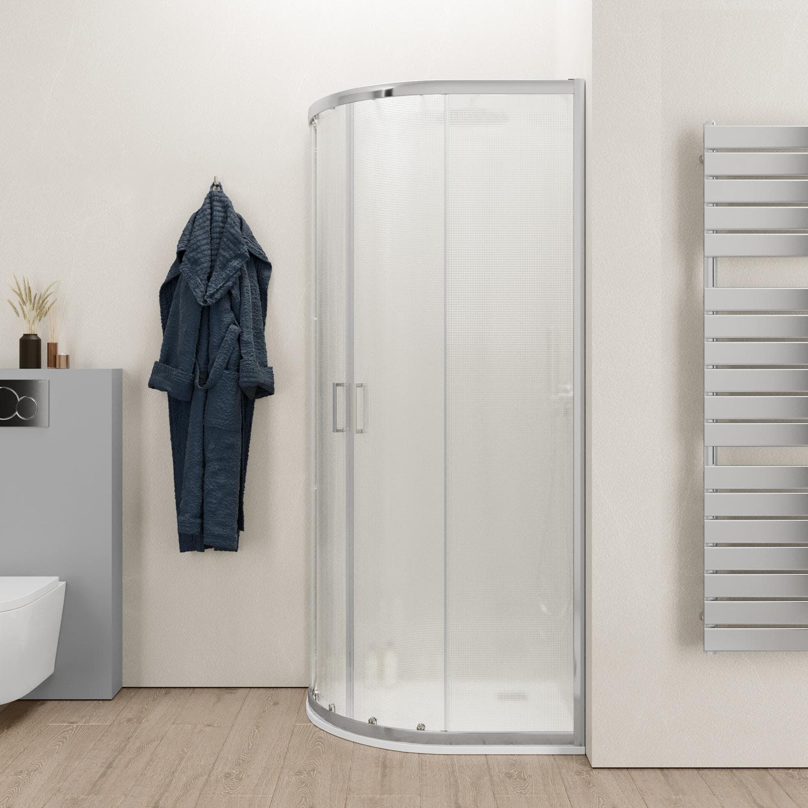 Box doccia 70x90 cm semicircolare in vetro temperato stampato telaio cromo 200h - Sky