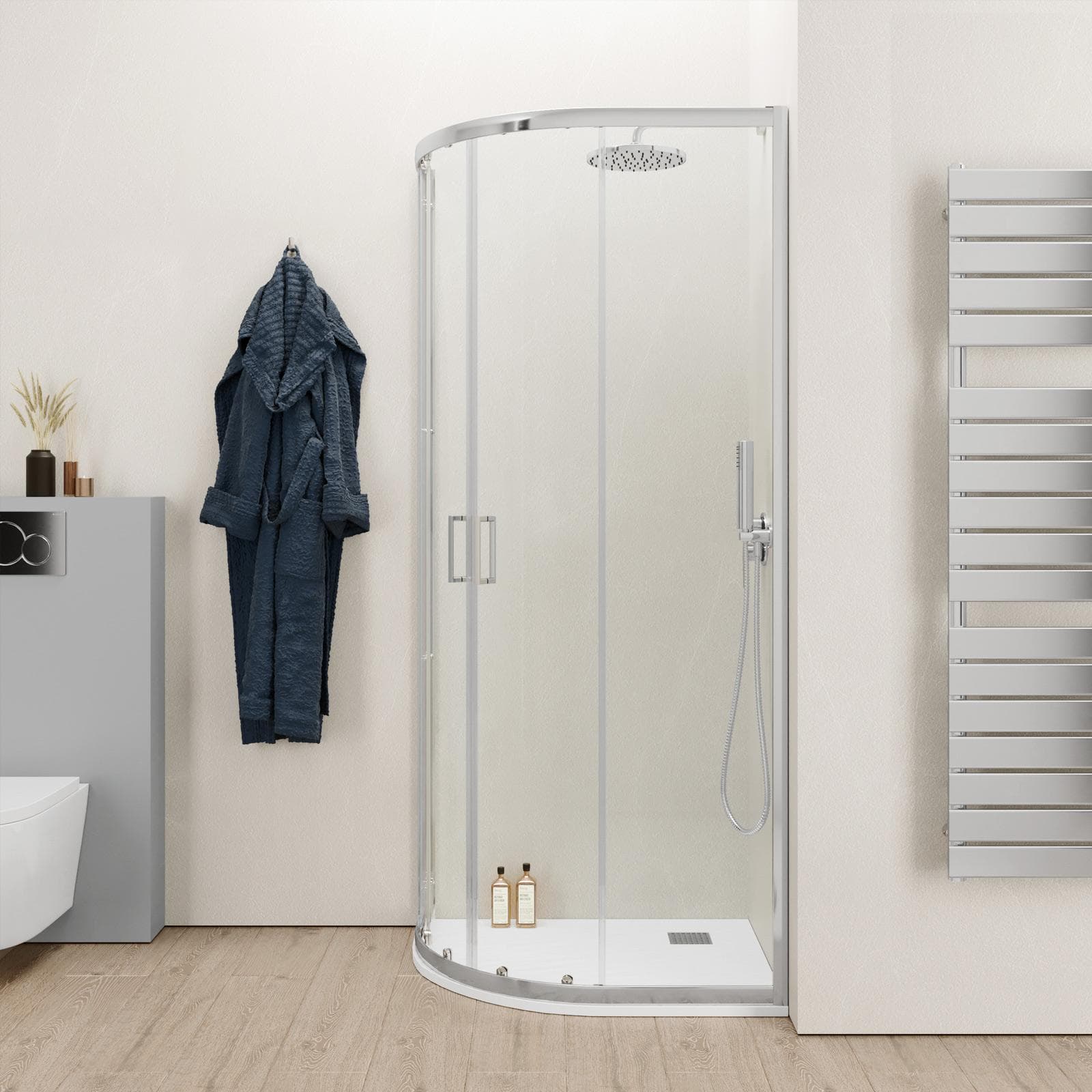 Box doccia 70x90 cm semicircolare in vetro temperato trasparente telaio cromo 200h - Sky