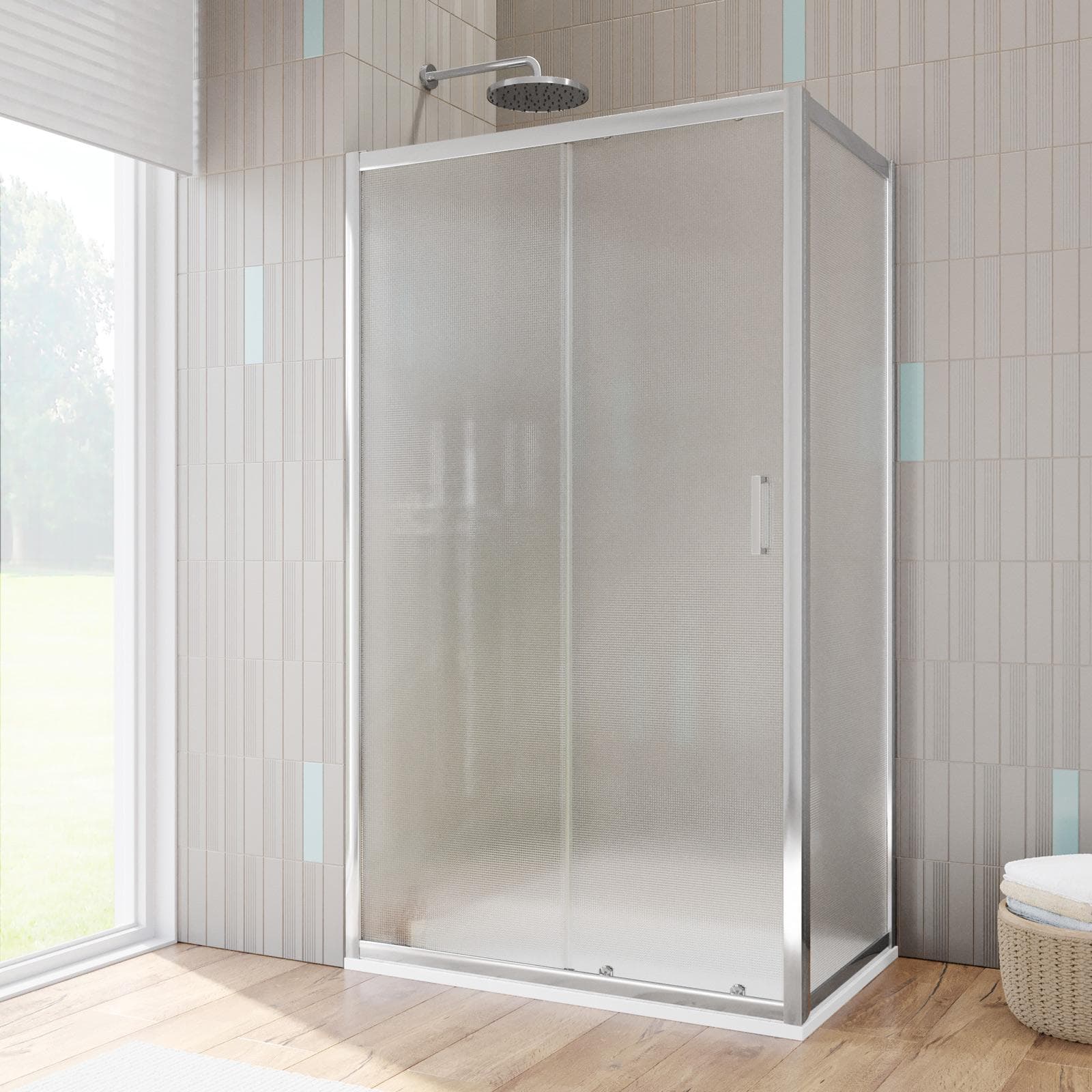 Box doccia 75x115 cm scorrevole vetro temperato 6mm stampato 185h - Young