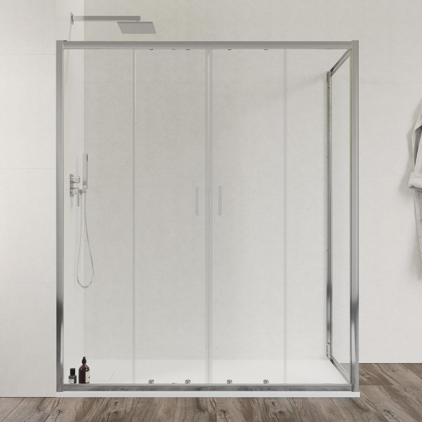 Box doccia 75x170 cm doppio scorrevole vetro temperato 6mm trasparente 185h - Young