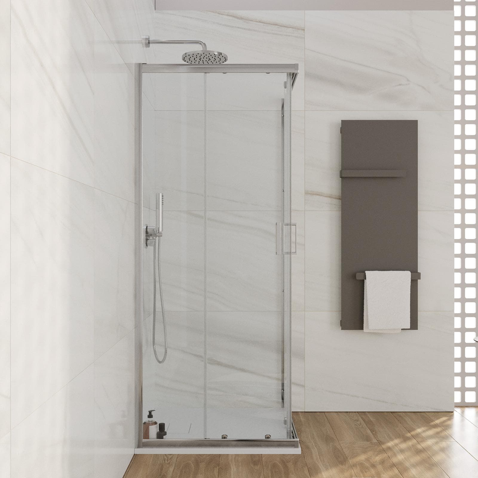 Box doccia 75x75 cm doppio scorrevole vetro temperato 6mm trasparente 185h - Young