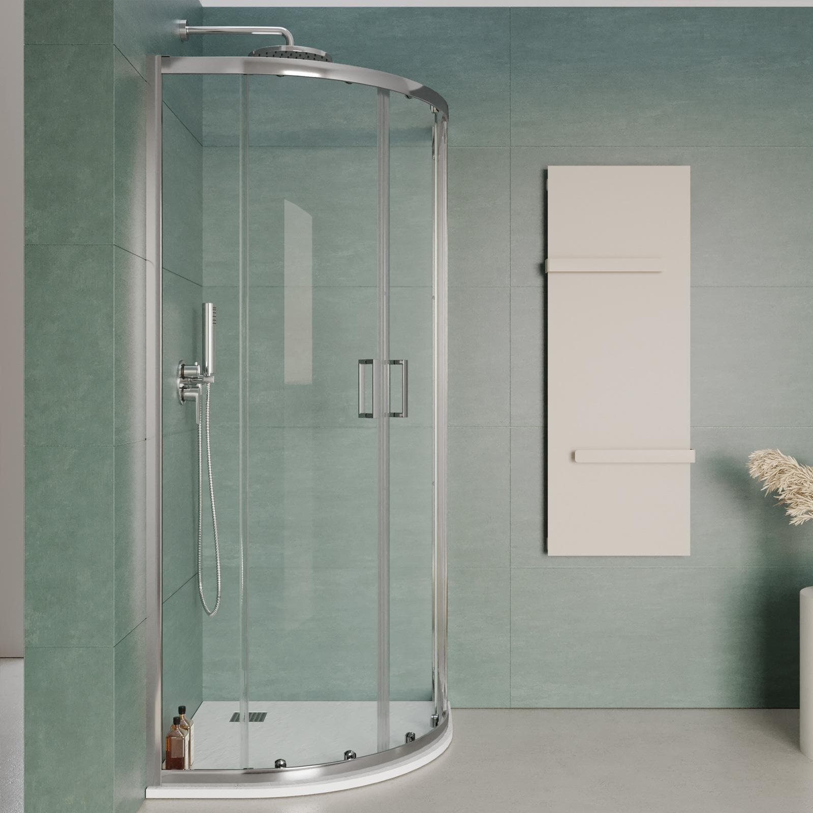 Box doccia 75x75 cm semicircolare vetro temperato 6mm trasparente 185h - Young