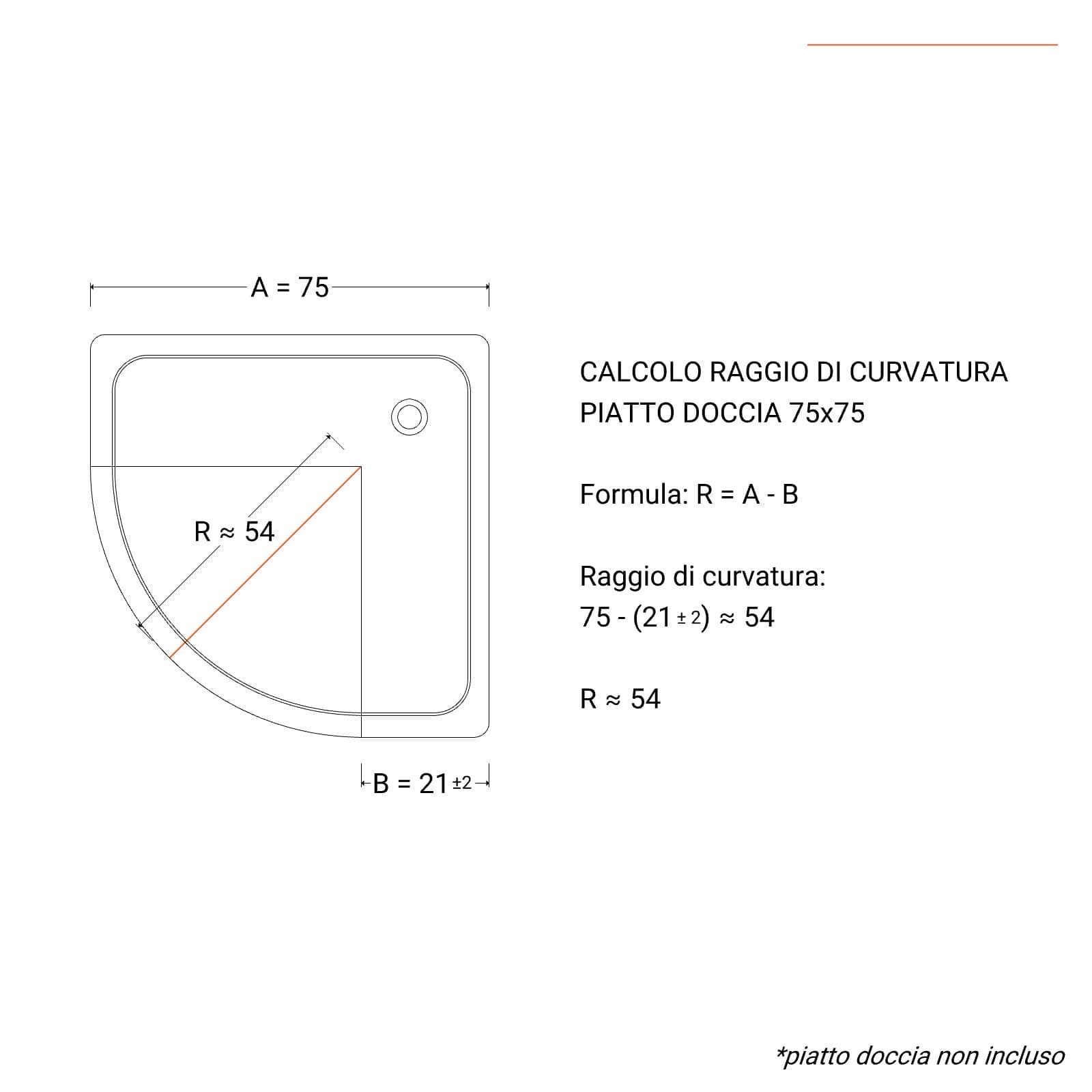 Box doccia semicircolare 75x75 cm scorrevole con vetro trasparente e profilo cromo 200h - Skin