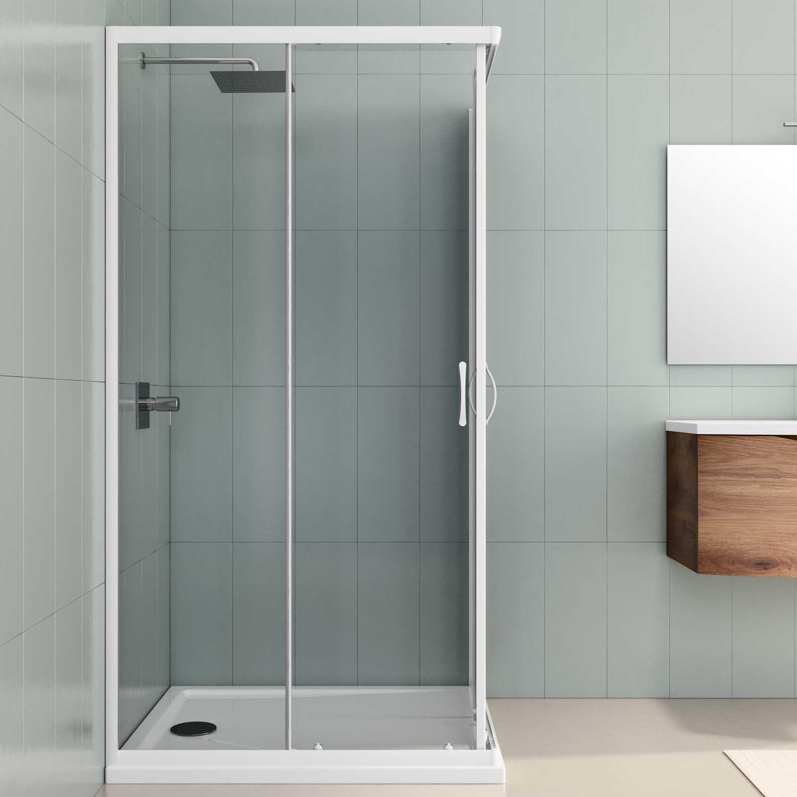 Box doccia 80X100 cm scorrevole con vetro trasparente e profilo bianco 185h - Lite