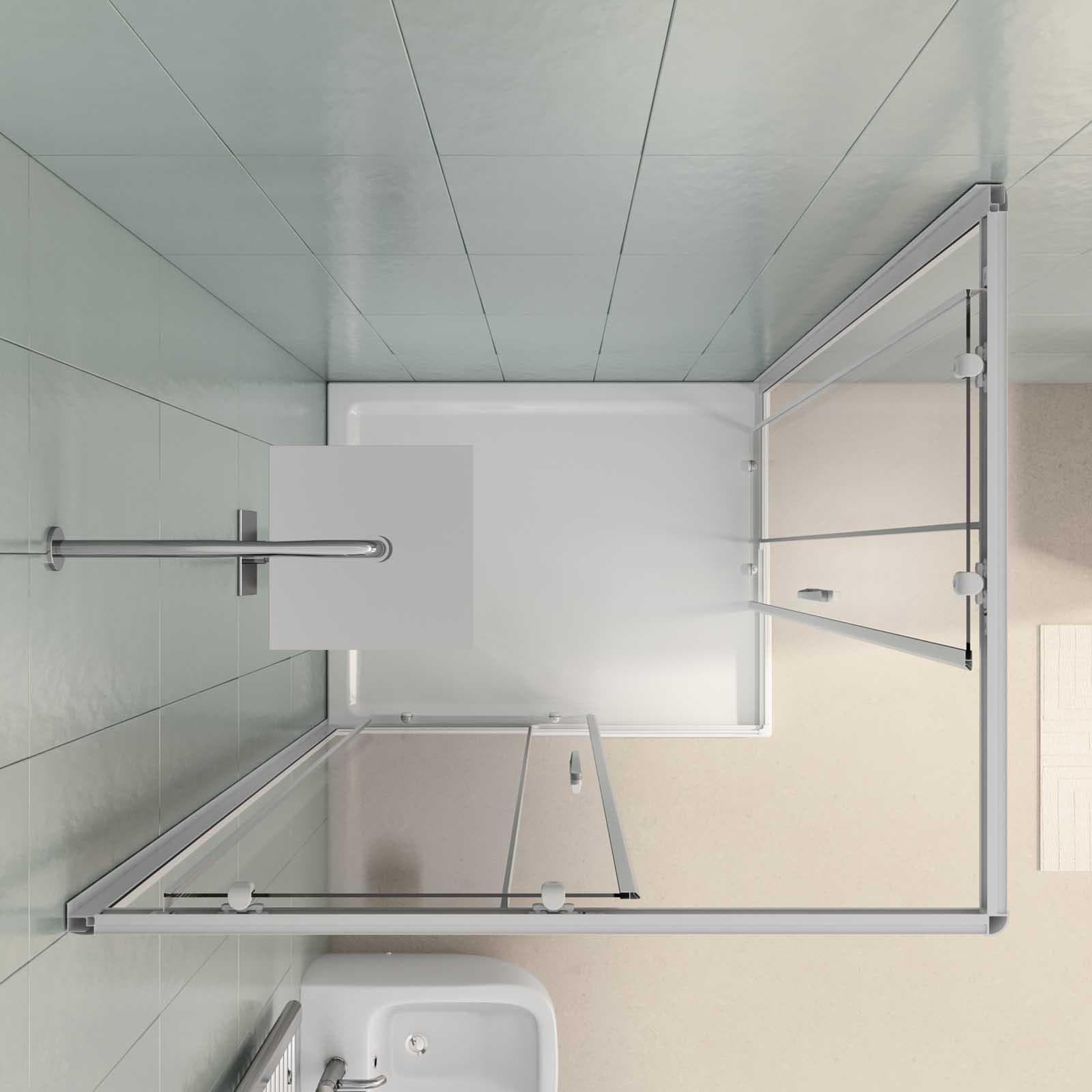 Box doccia 80X100 cm scorrevole con vetro trasparente e profilo bianco 185h - Lite