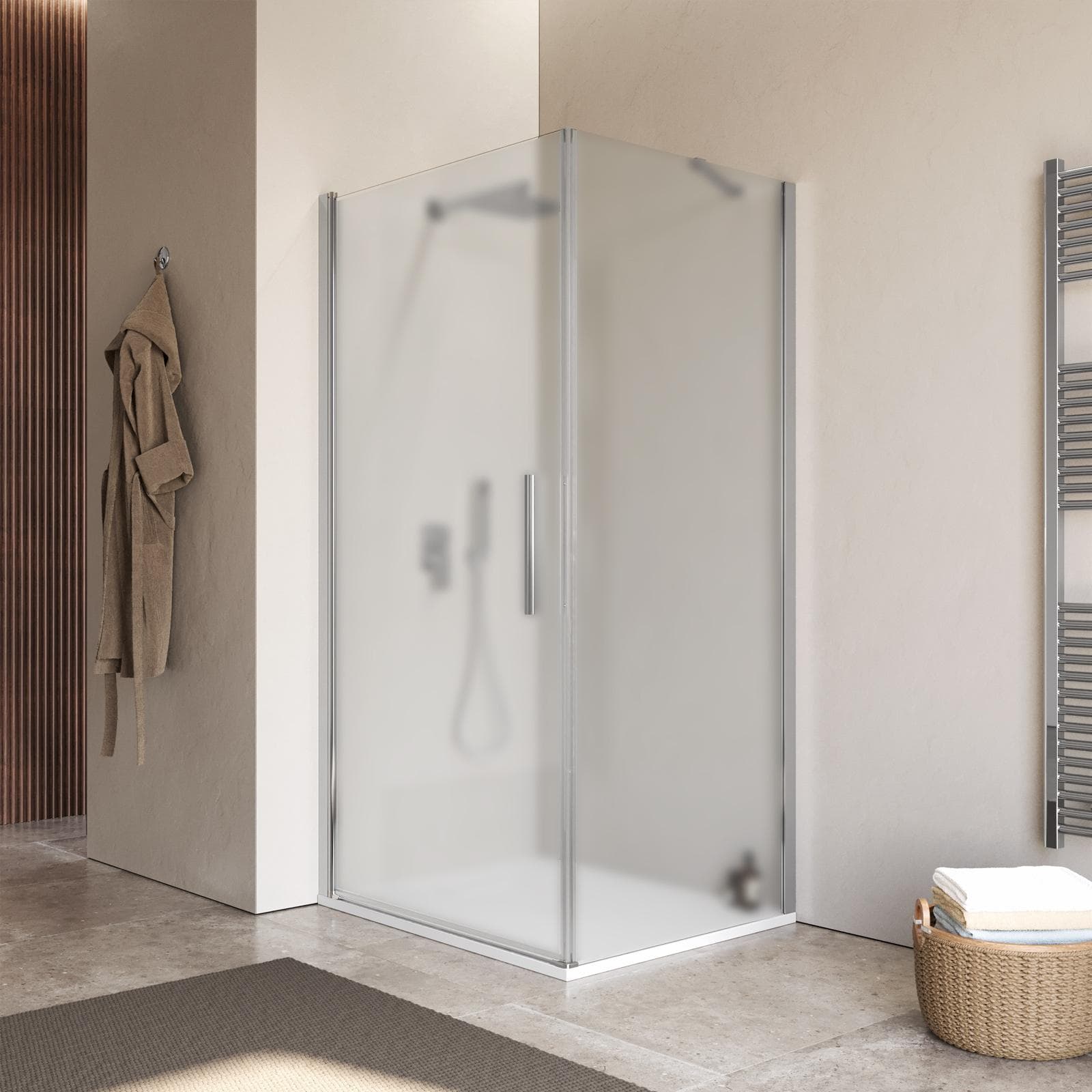 Box doccia 80x100 cm battente in vetro temperato 6mm opaco 195h - Nilo