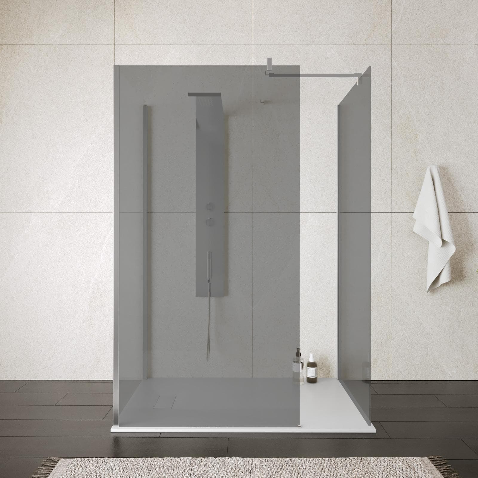 Box doccia 80x100x80 vetro temperato fumè anticalcare reversibile altezza 200h - Keep