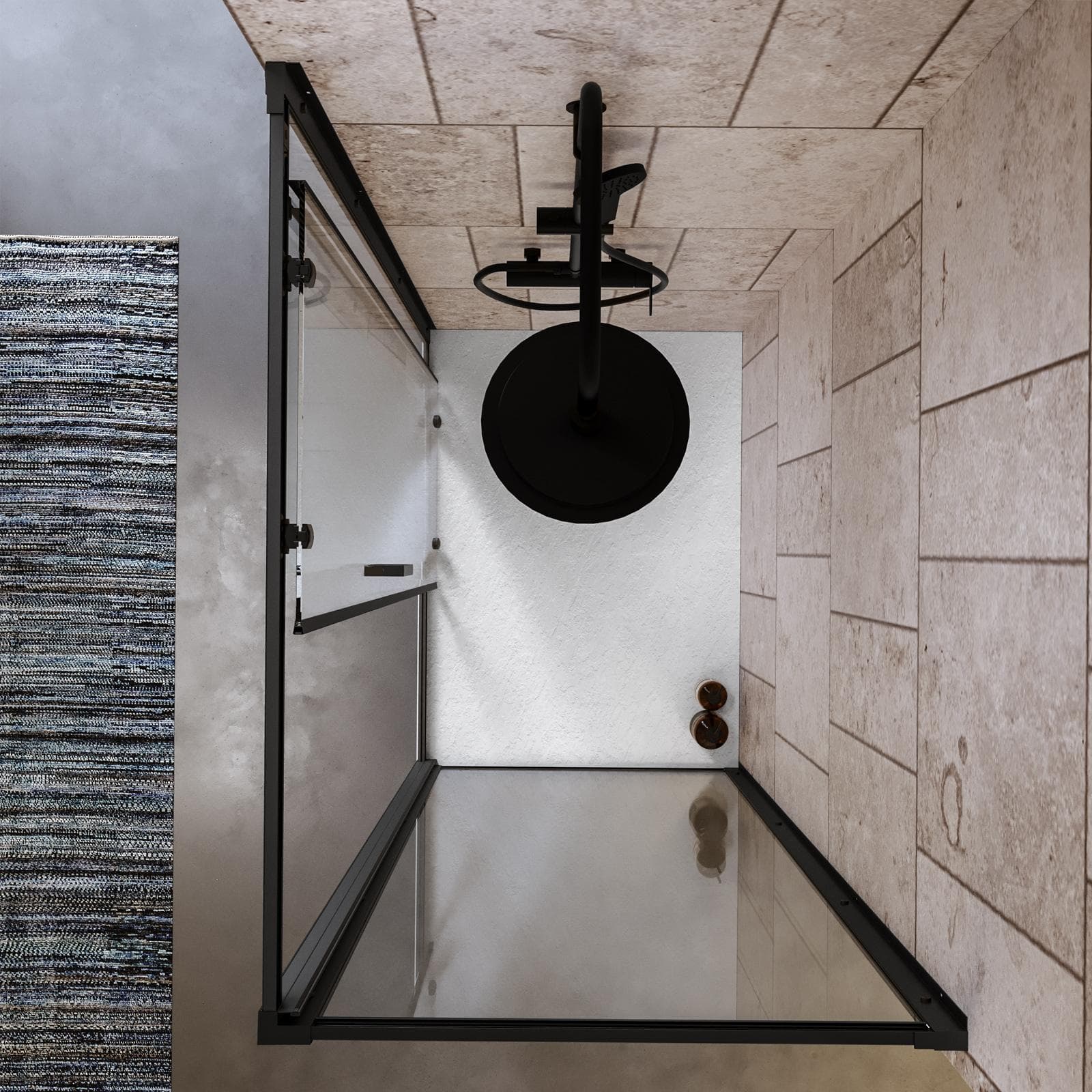 Box doccia 80x115 cm scorrevole in vetro temperato 6 mm trasparente 185h e profilo nero - Young