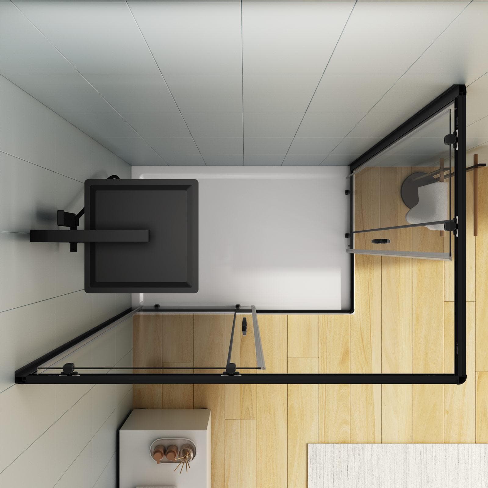 Box doccia 80X120 cm scorrevole con vetro trasparente e profilo nero opaco 185h - Lite