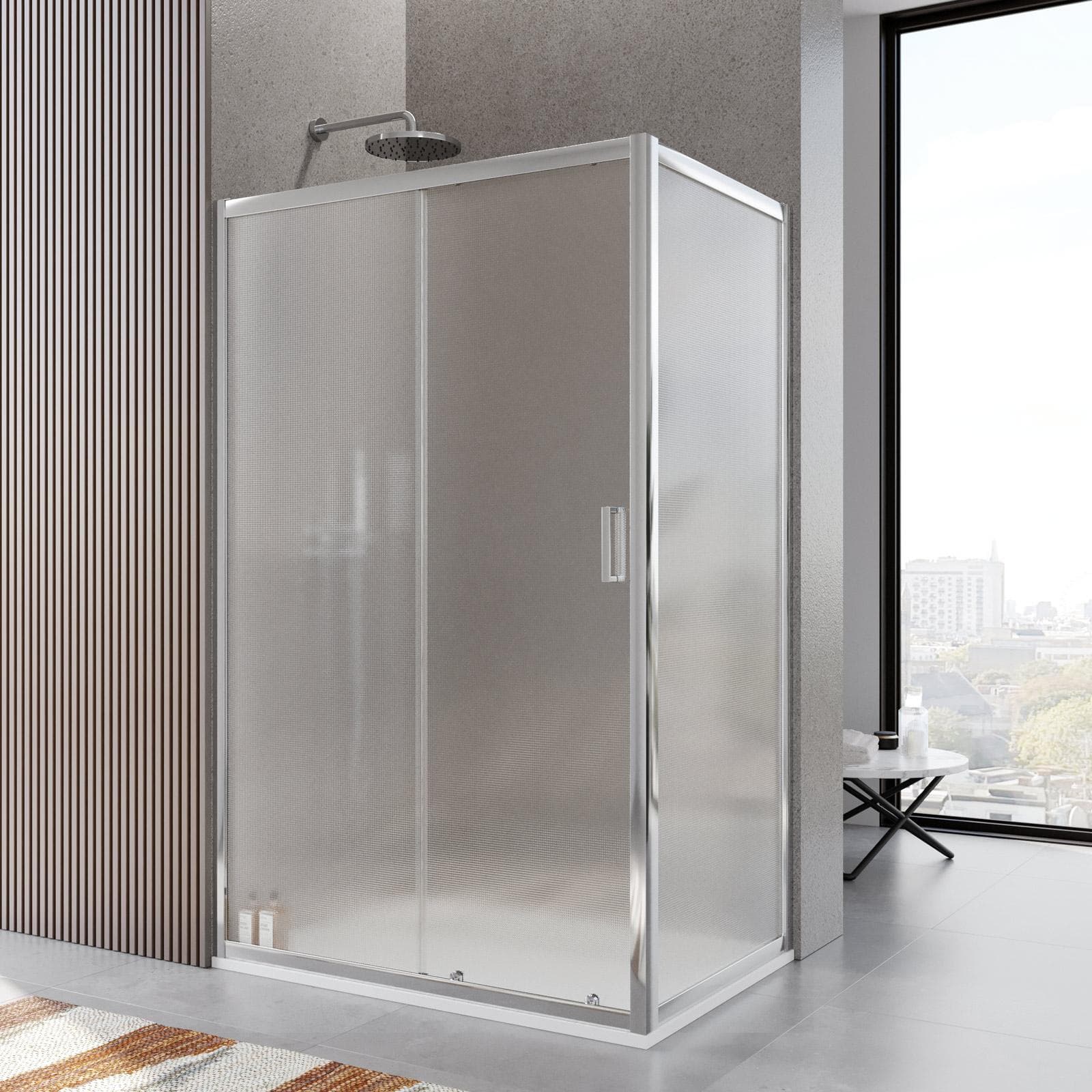 Box doccia 80x120 cm scorrevole vetro temperato 6mm stampato 185h - Young