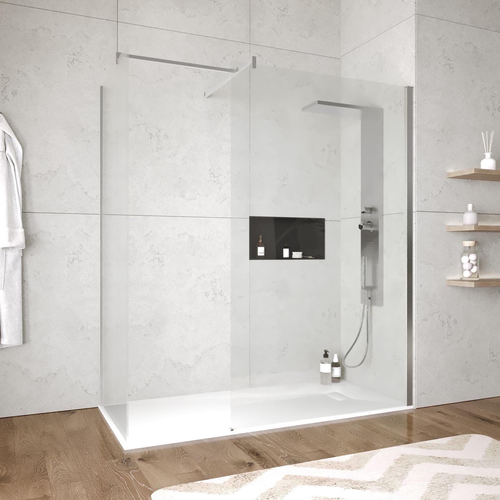 Box doccia 80x120 cm due lati con vetro anticalcare trasparente e profilo cromo 200h - Keep