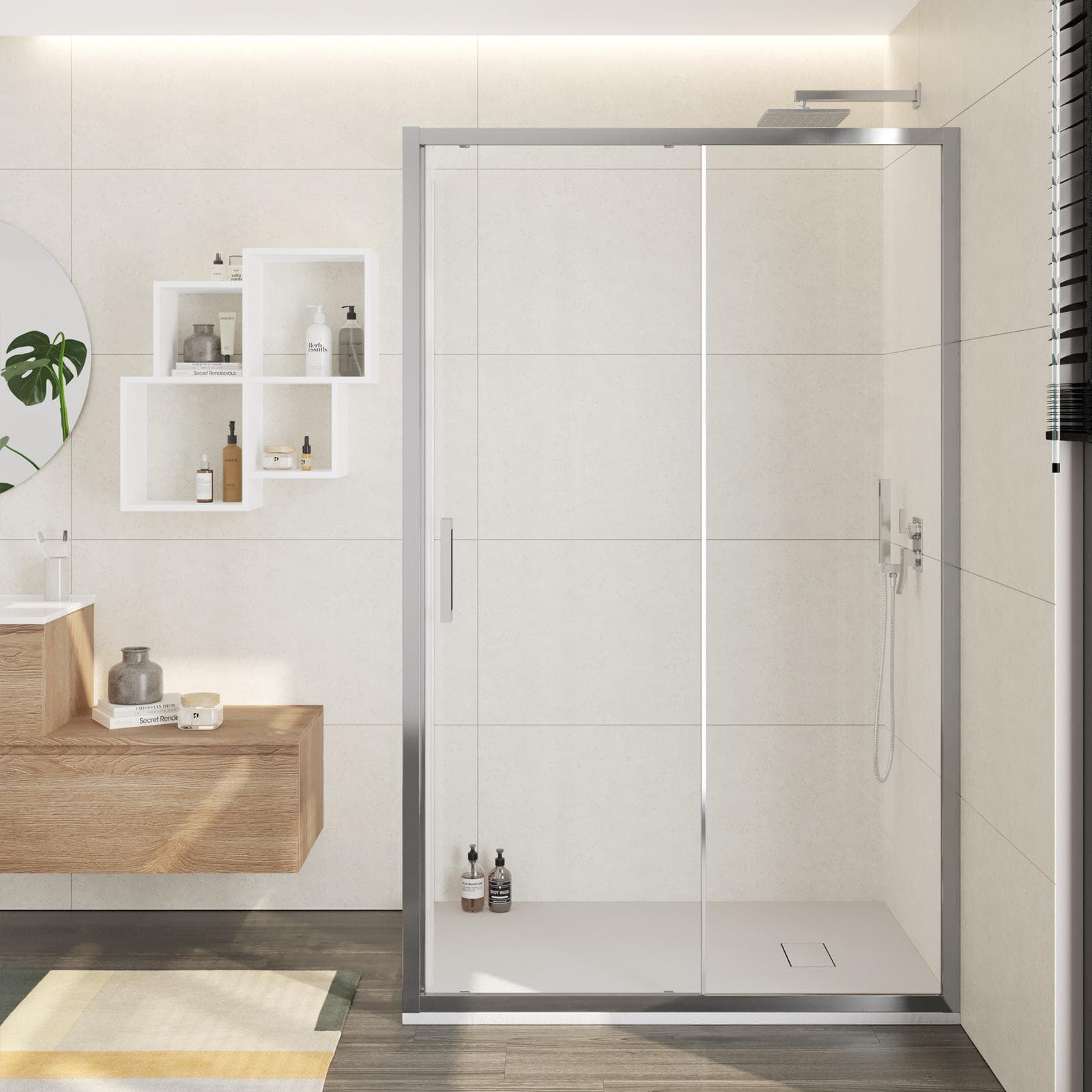 Box doccia 80x125 cm scorrevole vetro trasparente anticalcare profilo cromo 195h - Moritz