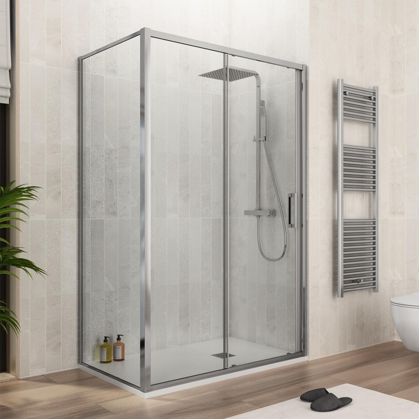 Box doccia 80x130 cm scorrevole vetro trasparente anticalcare profilo cromo 195h - Moritz