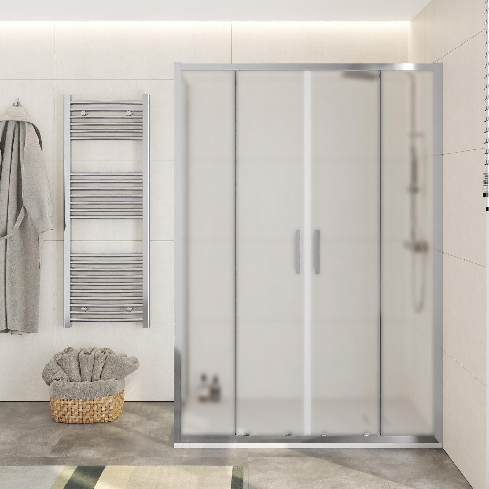 Box doccia 80x140 cm anta doppio scorrevole vetro opaco profilo cromo 195h - Moritz