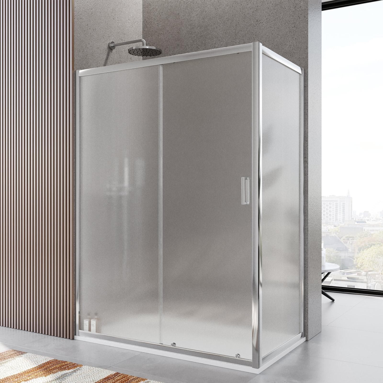 Box doccia 80x140 cm scorrevole vetro temperato 6mm stampato 185h - Young