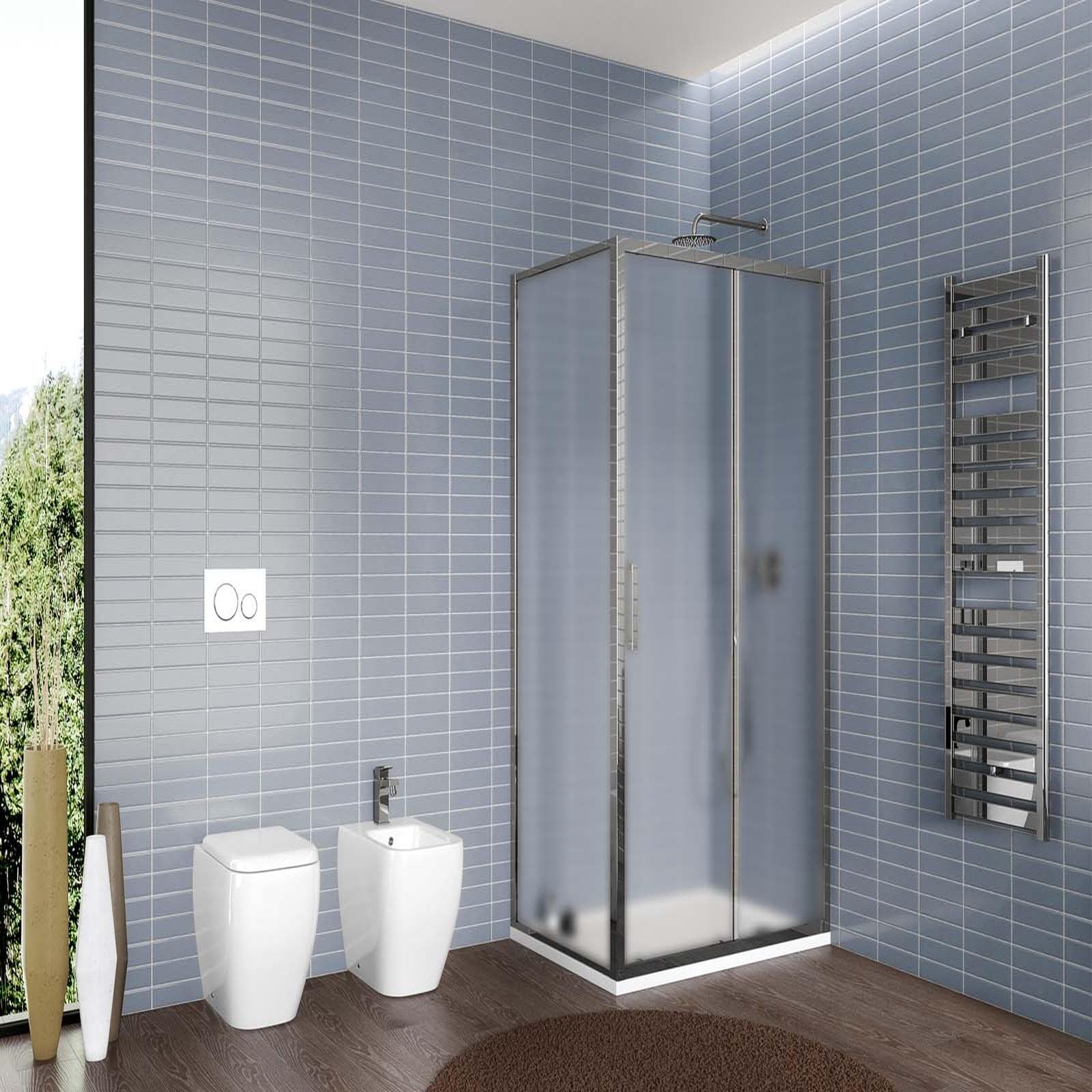 Box doccia 80x150 cm porta scorrevole vetro opaco profilo cromo 195h - Moritz