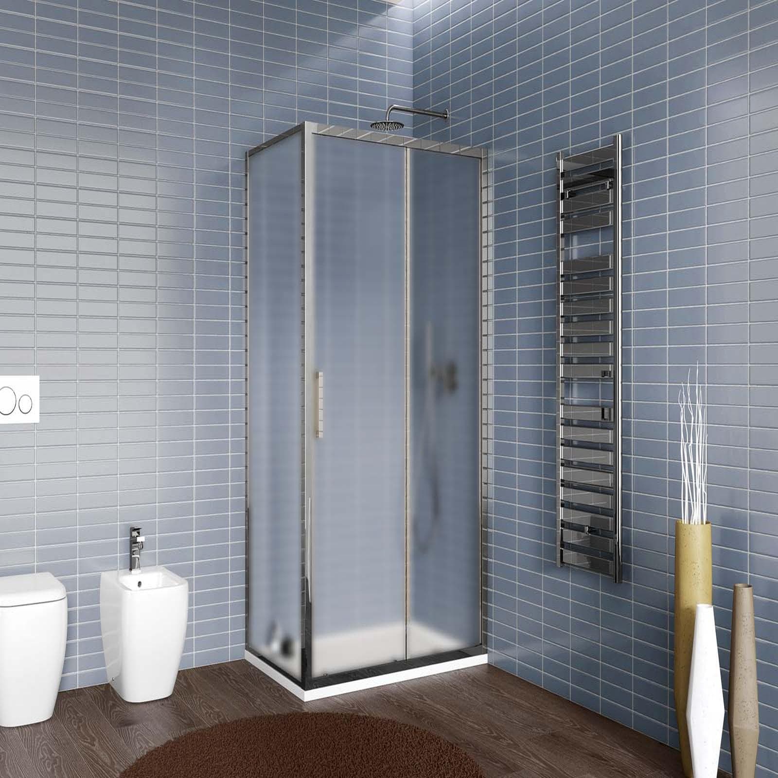 Box doccia 80x150 cm porta scorrevole vetro opaco profilo cromo 195h - Moritz
