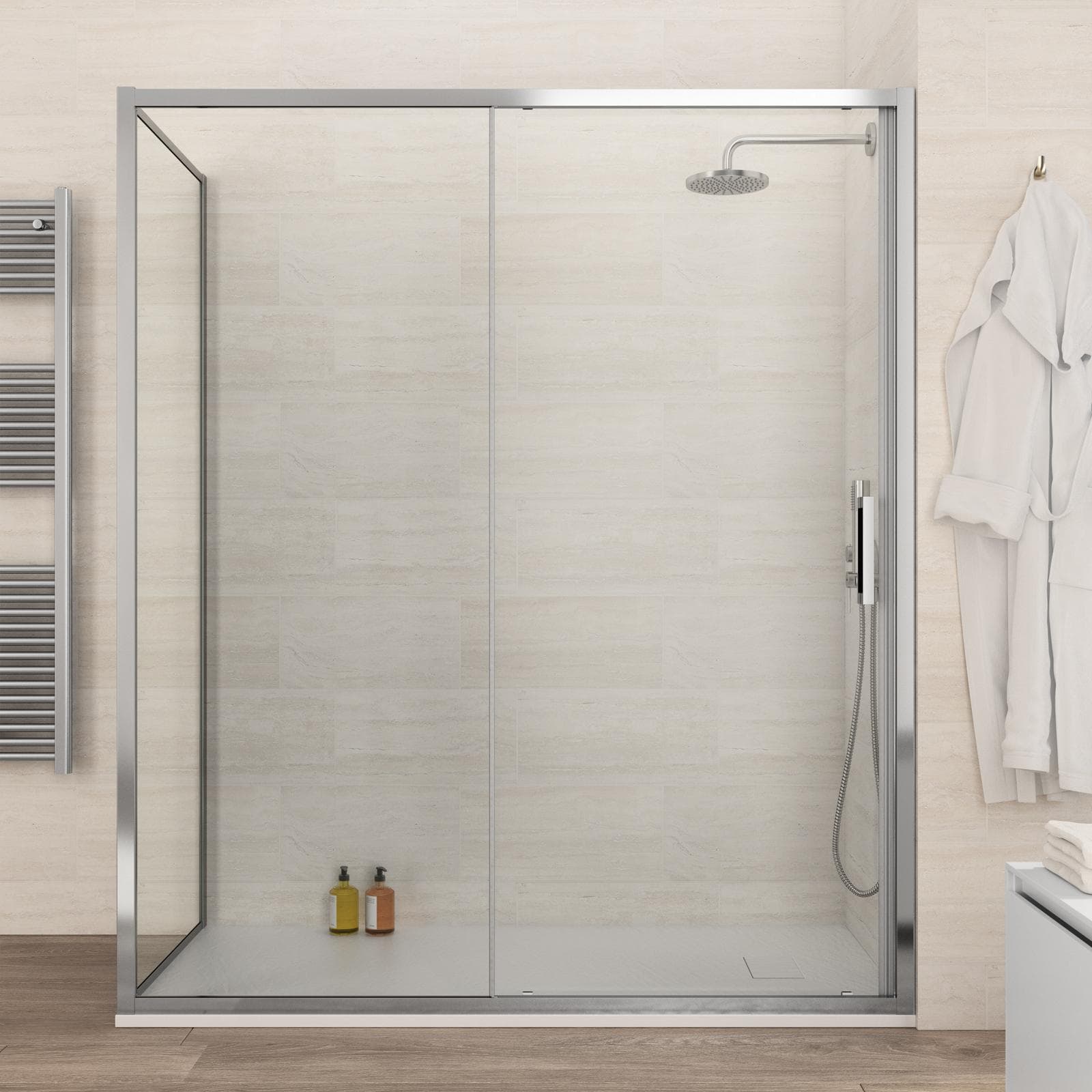 Box doccia 80x160 cm scorrevole vetro trasparente anticalcare profilo cromo 195h - Moritz