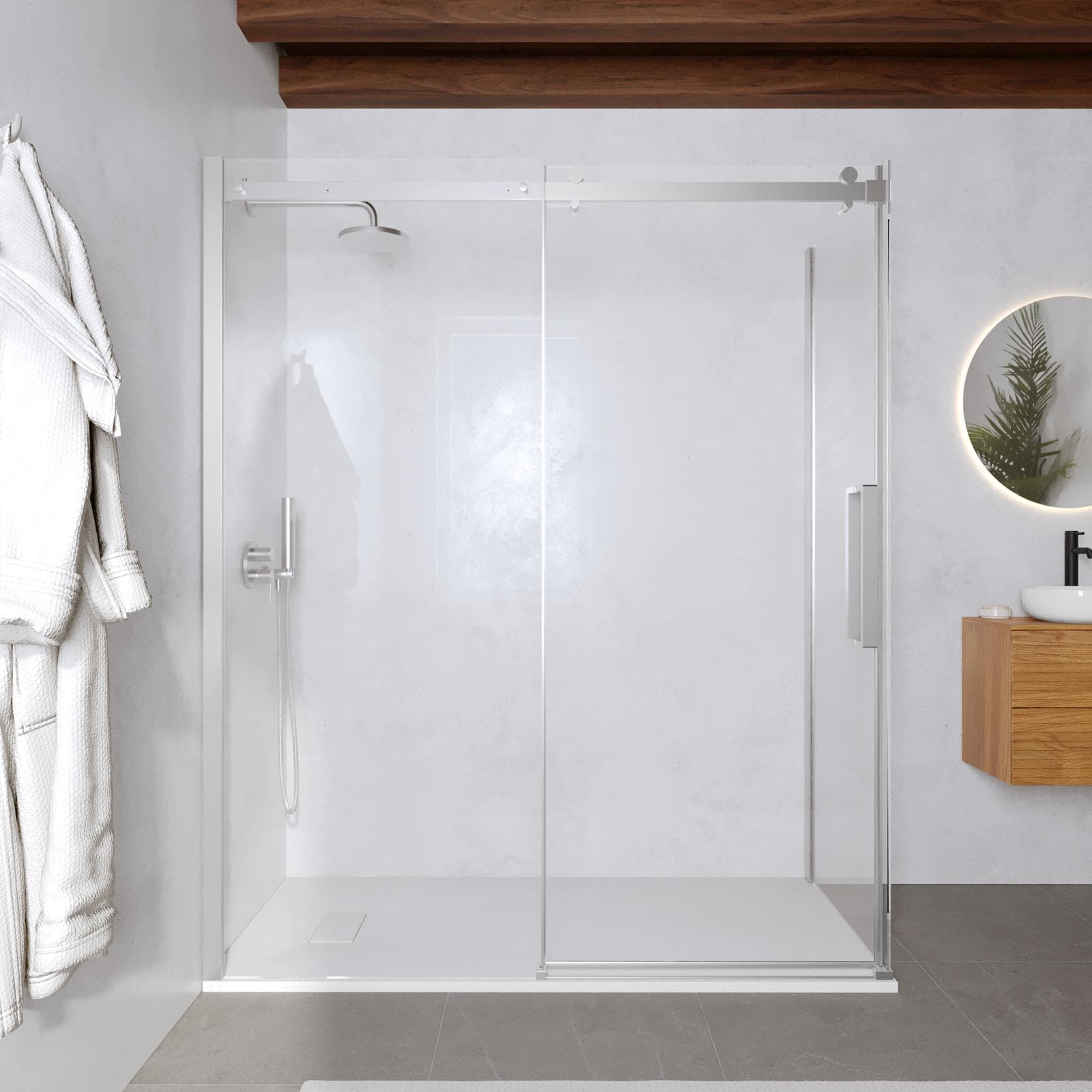 Box doccia 80x160 cm scorrevole in vetro anticalcare trasparente e profilo cromo 200h - Lucy