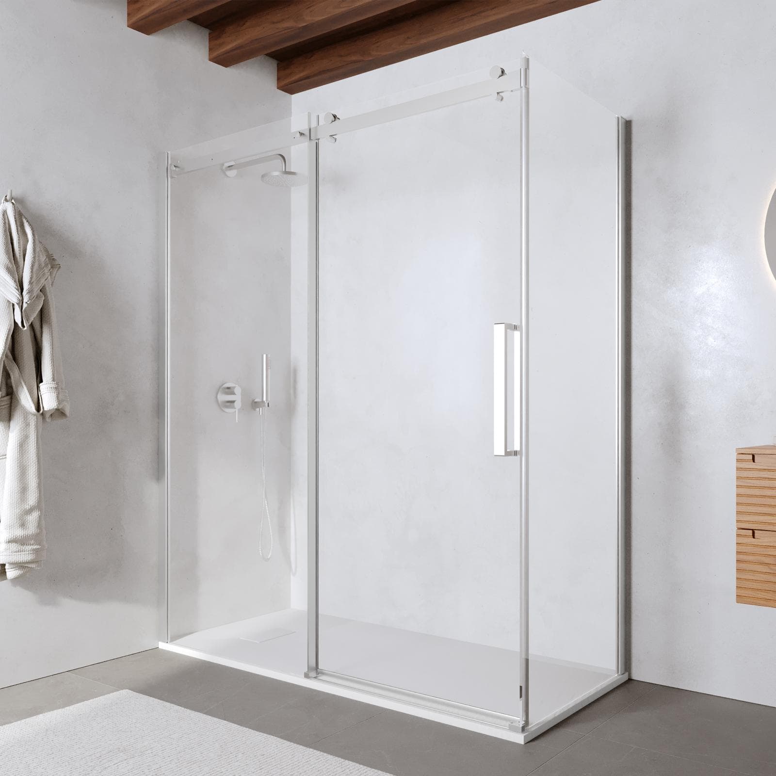 Box doccia 80x170 cm scorrevole in vetro anticalcare trasparente e profilo cromo 200h - Lucy