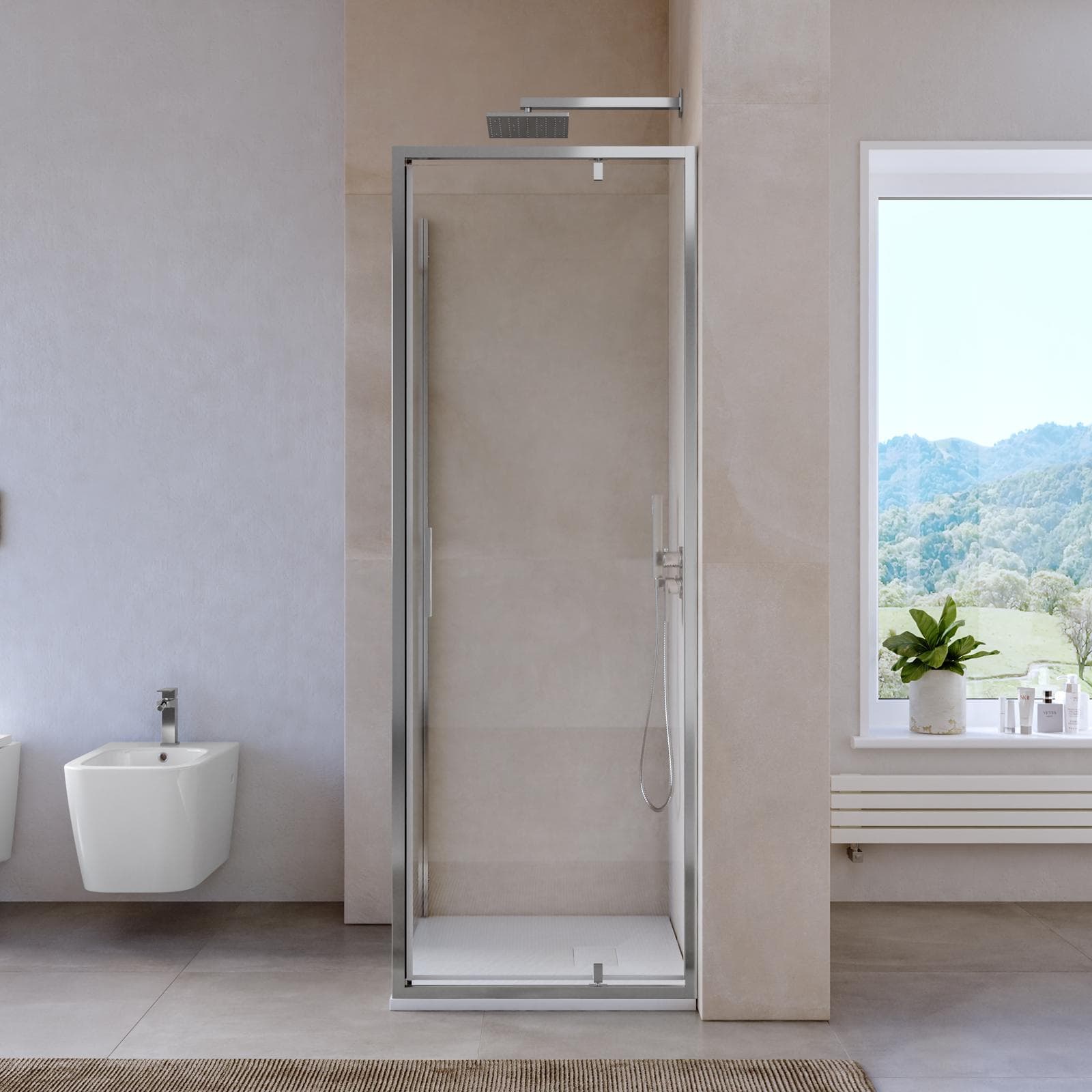 Box doccia 80x70 cm battente vetro trasparente e profilo cromo 195h - Glide