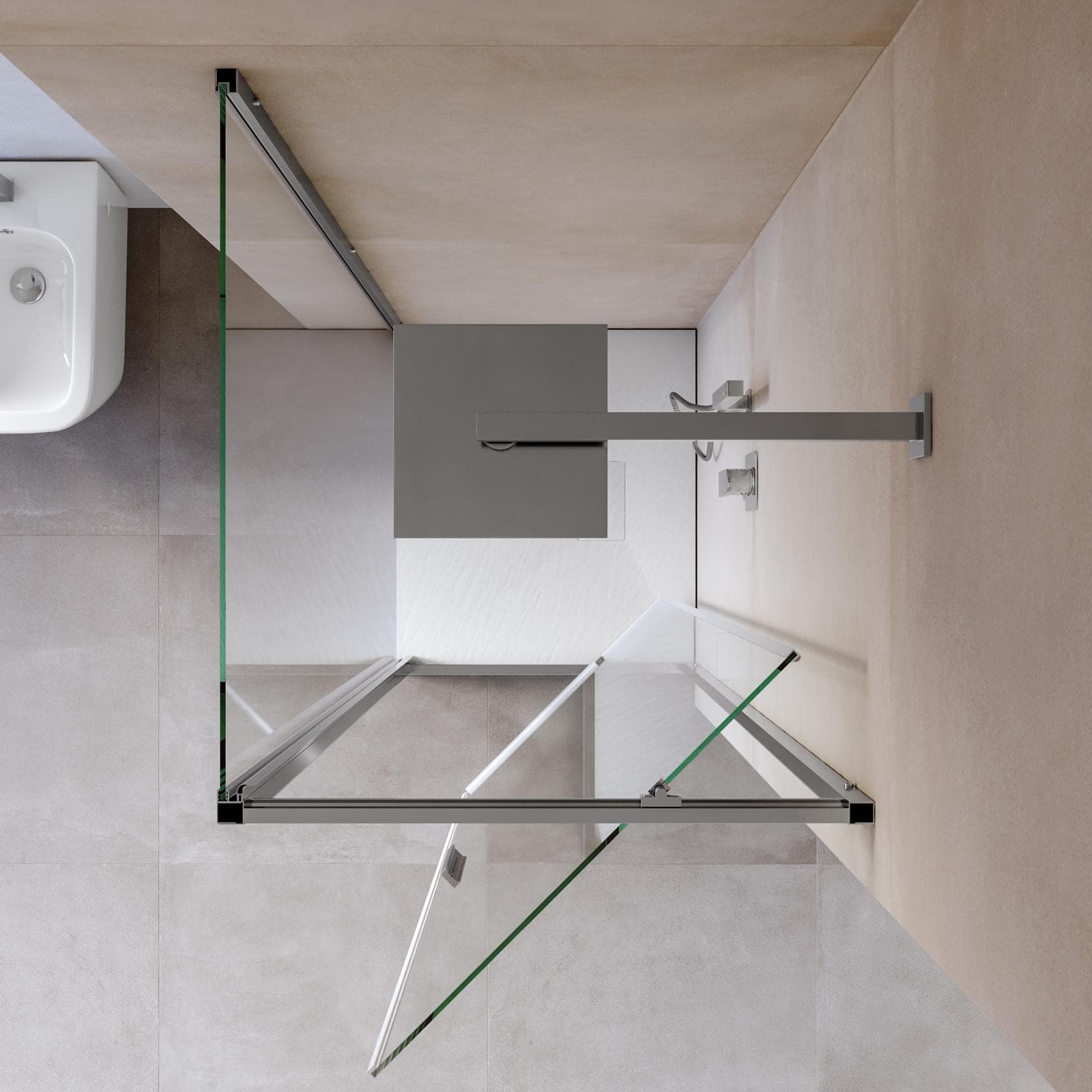 Box doccia 80x70 cm battente vetro trasparente e profilo cromo 195h - Glide