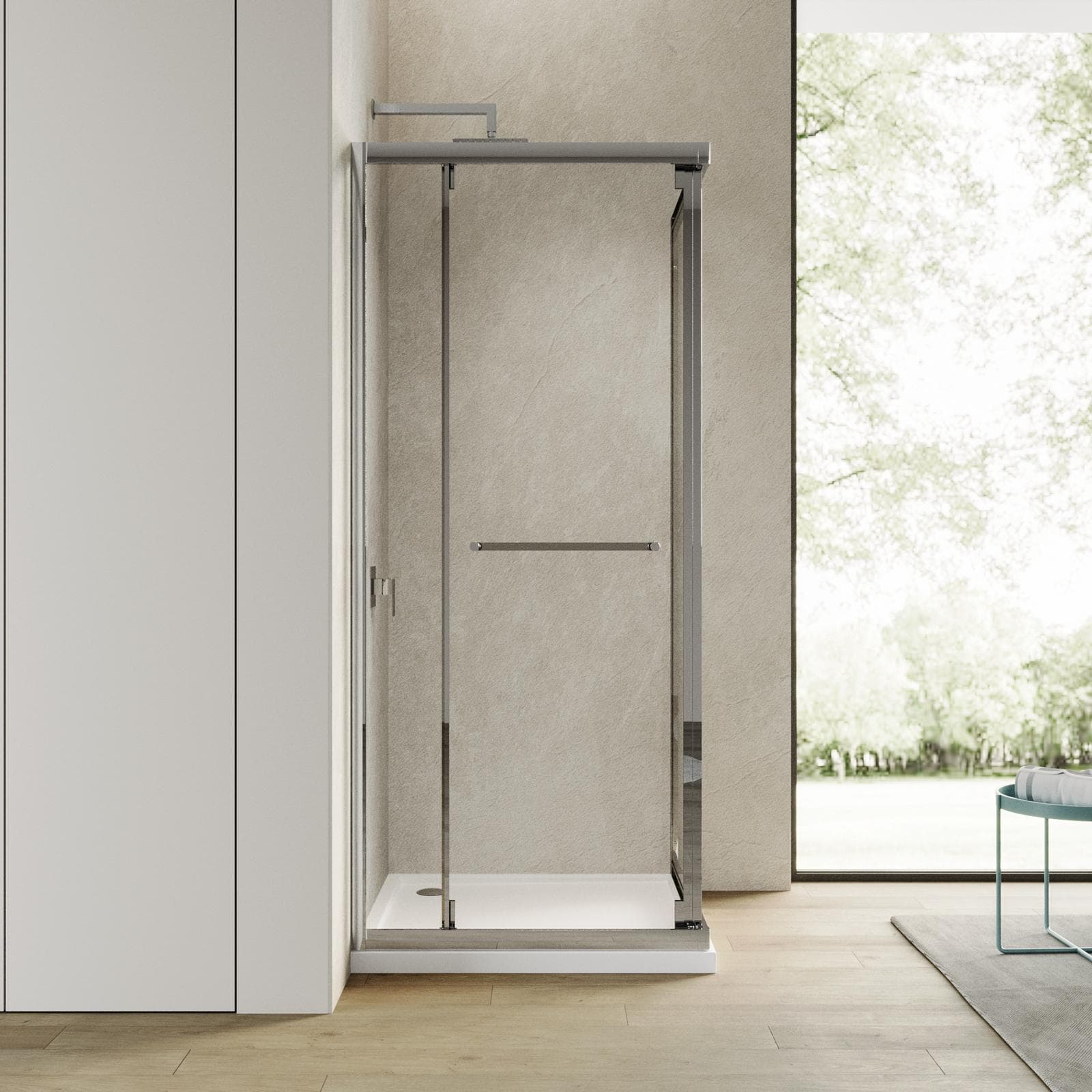 Box doccia 80x80 cm rototraslante con vetro temperato trasparente e profilo cromo 195h - Nook