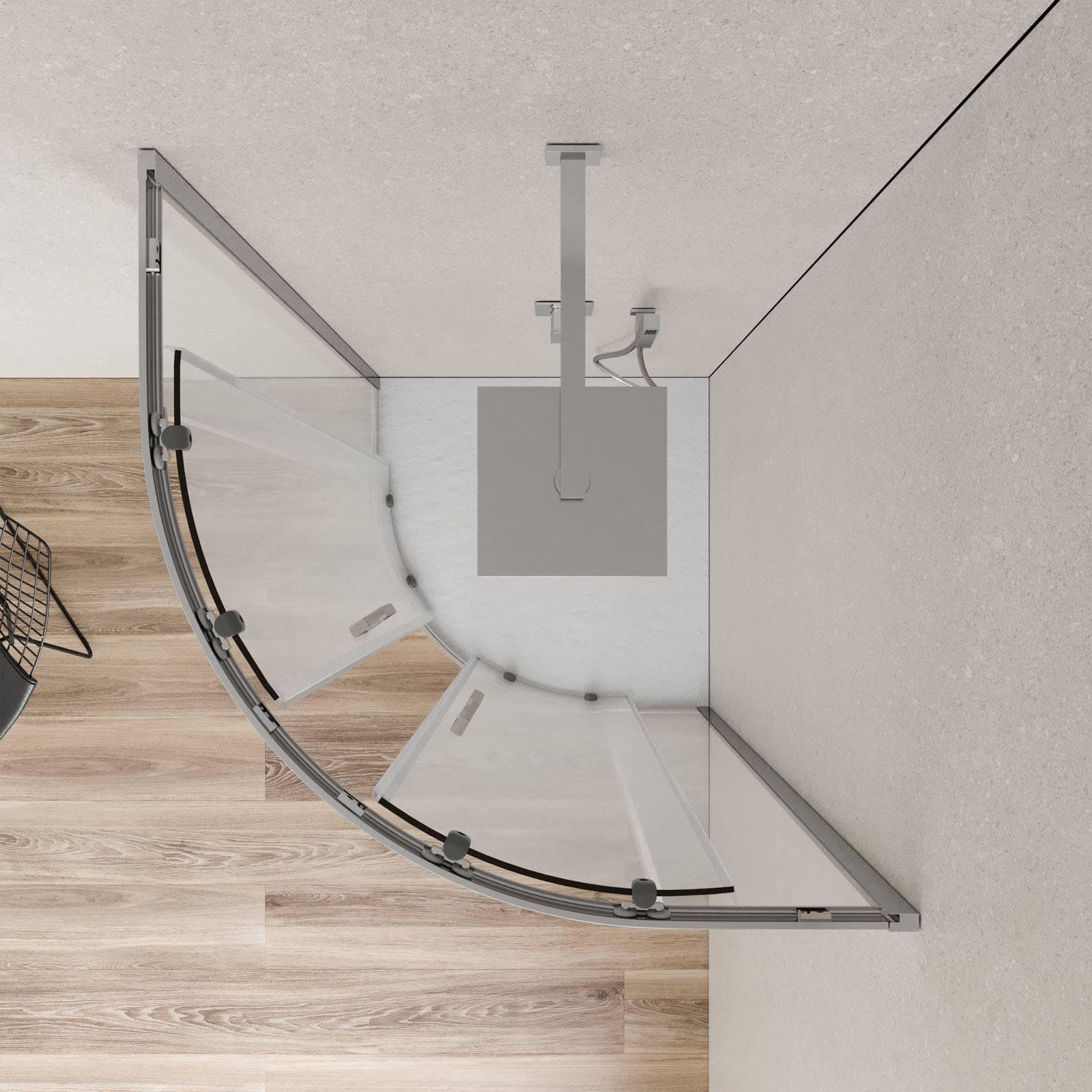 Box doccia semicircolare 80x80 cm scorrevole con vetro trasparente e profilo cromo 200h - Skin