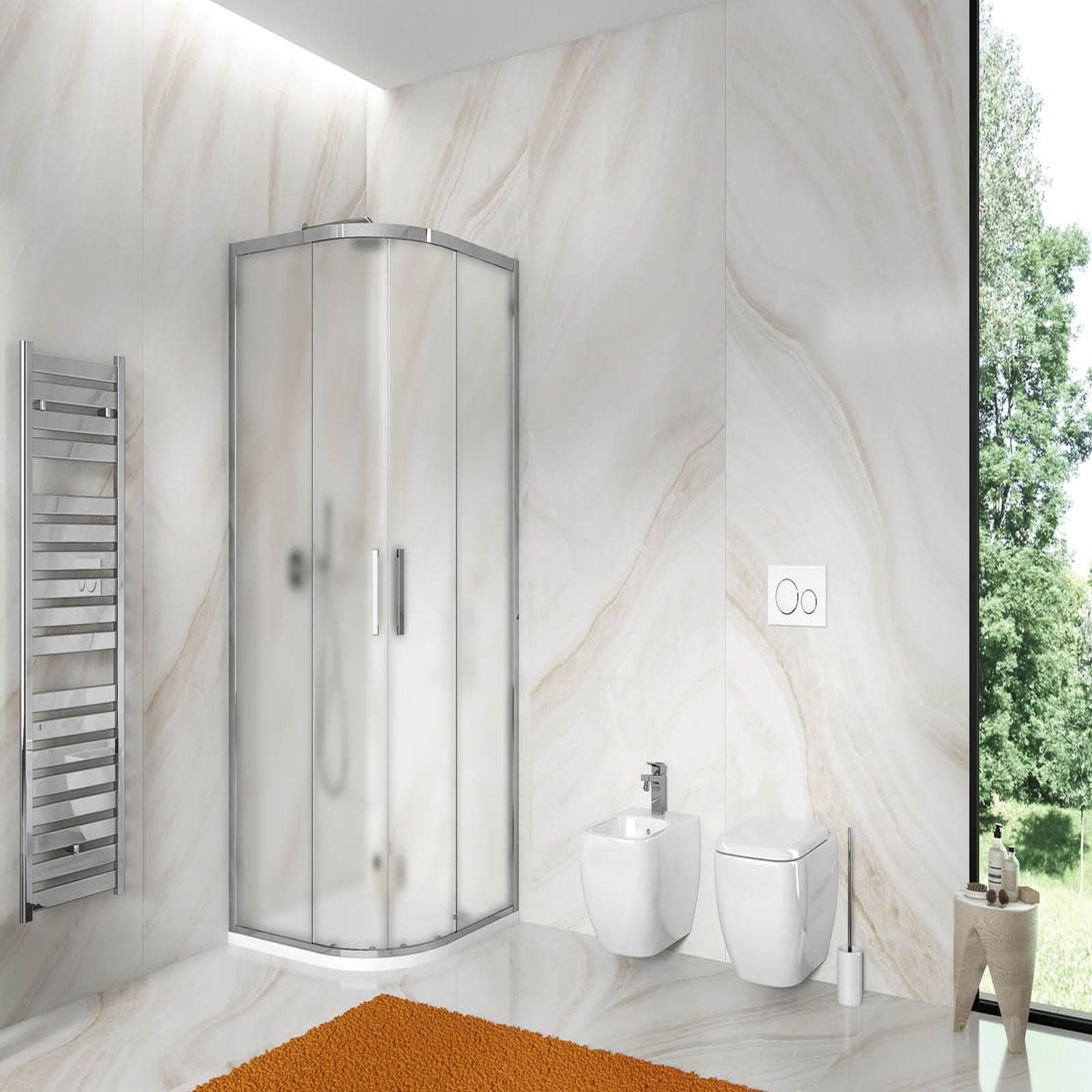 Box doccia 80x80 cm semicircolare scorrevole vetro temperato opaco profilo cromo 195h - Moritz