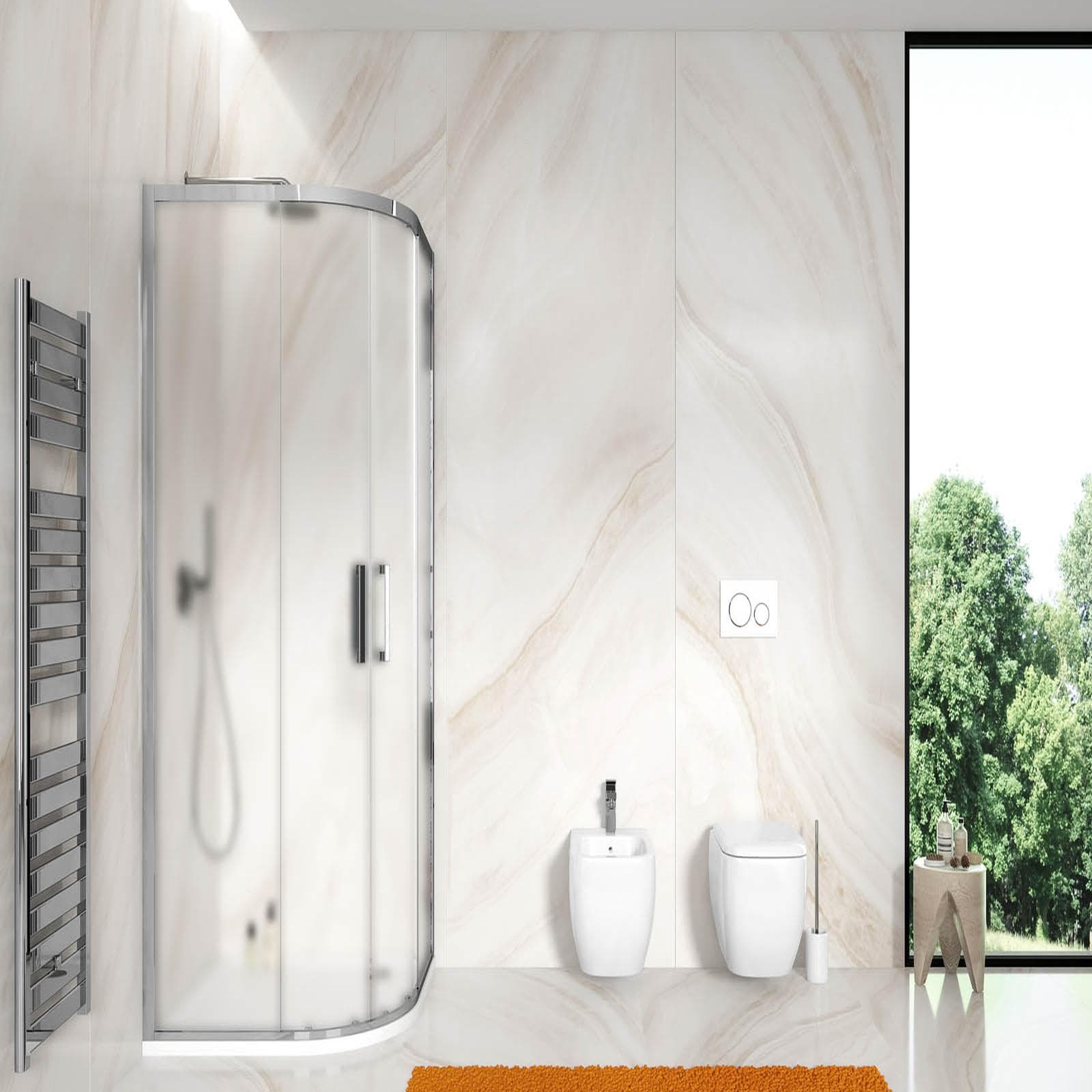 Box doccia 80x80 cm semicircolare scorrevole vetro temperato opaco profilo cromo 195h - Moritz
