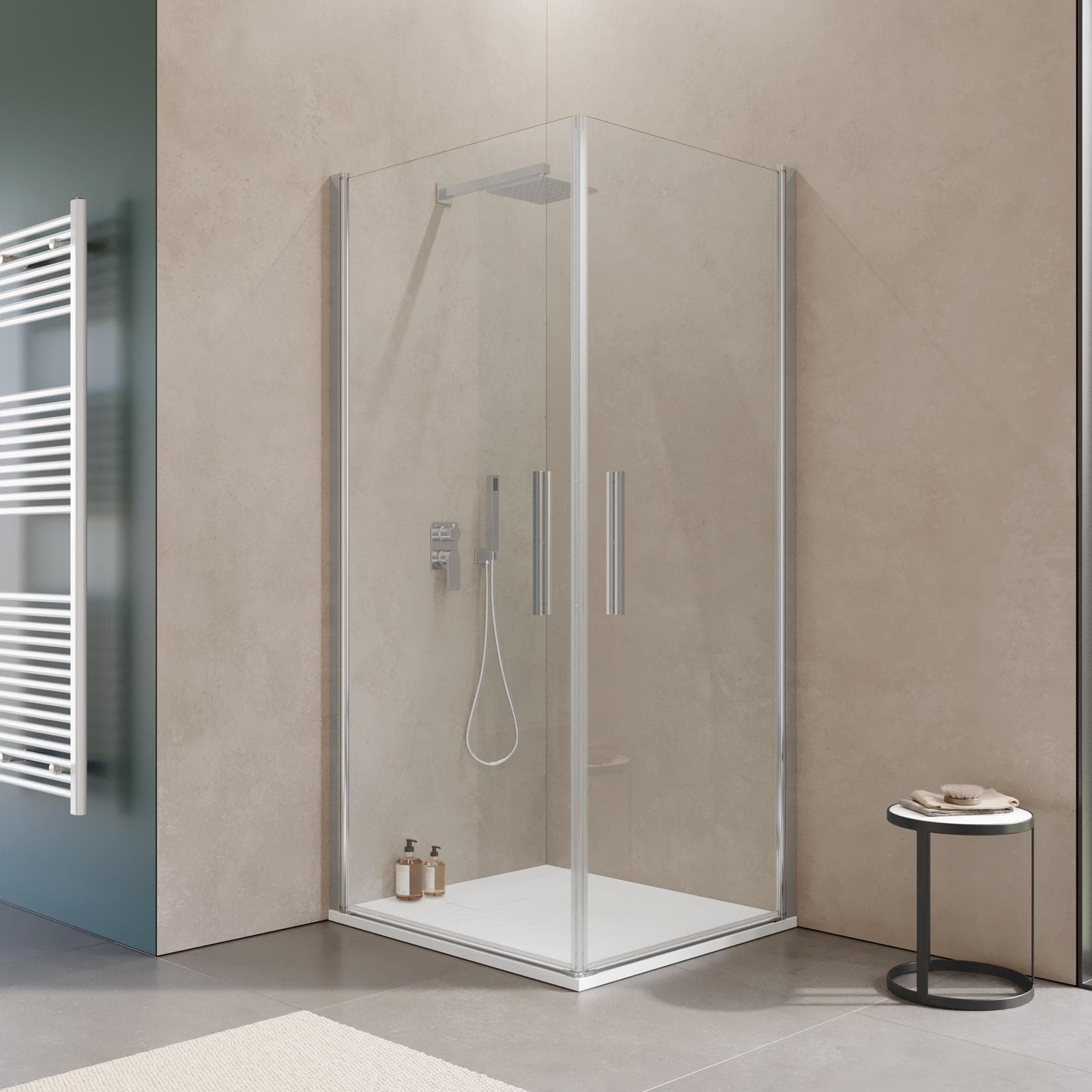 Box doccia 80x90 cm doppio battente con vetro temperato trasparente e profilo cromo 195h - Nilo