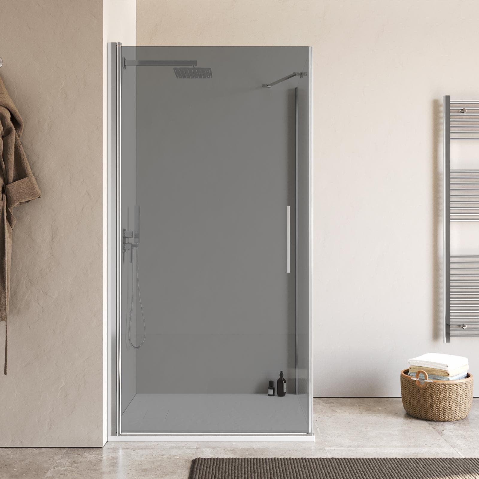 Box doccia 90x100 cm battente 100 cm con vetro temperato fumé e profilo cromo 195h - Nilo