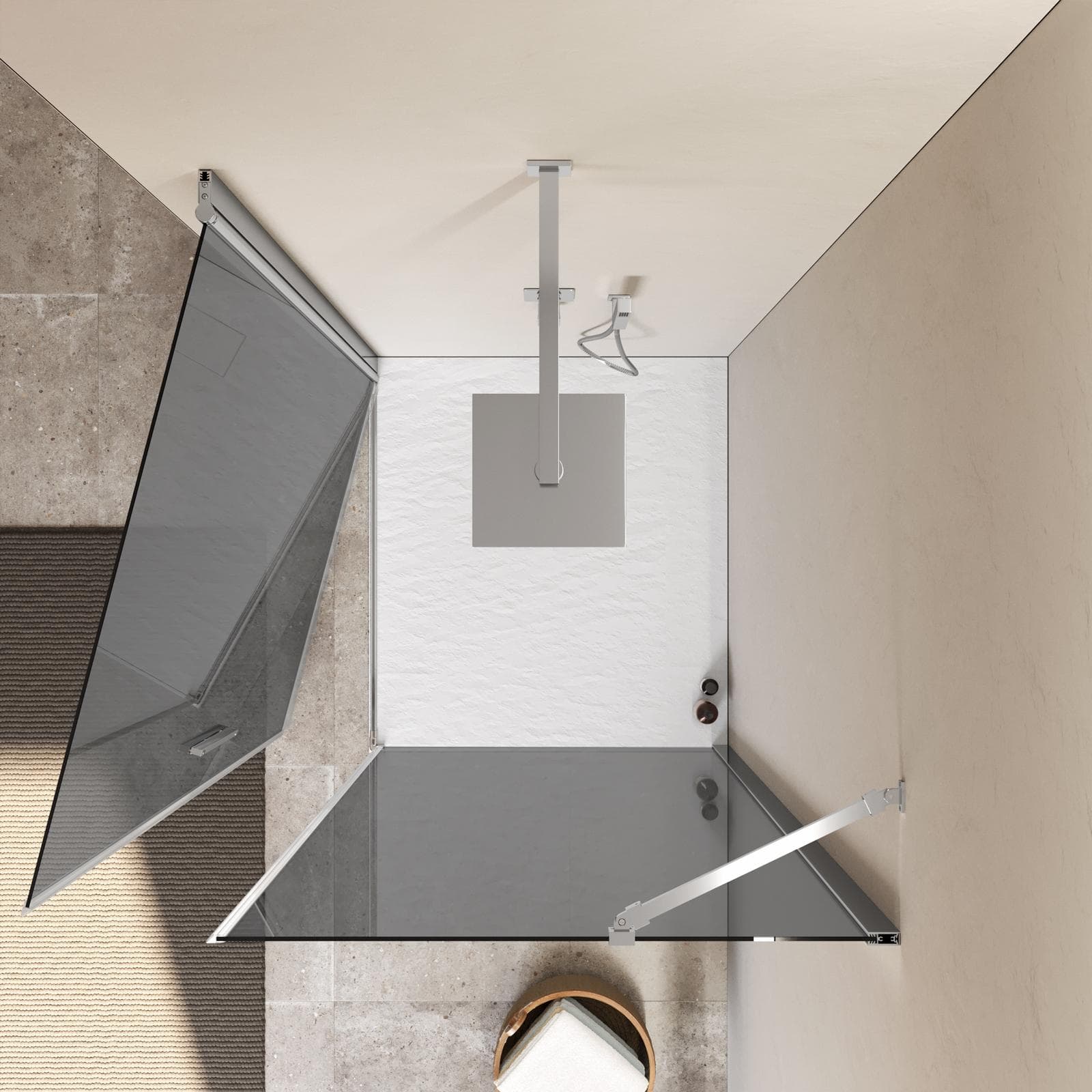 Box doccia 90x100 cm battente 100 cm con vetro temperato fumé e profilo cromo 195h - Nilo