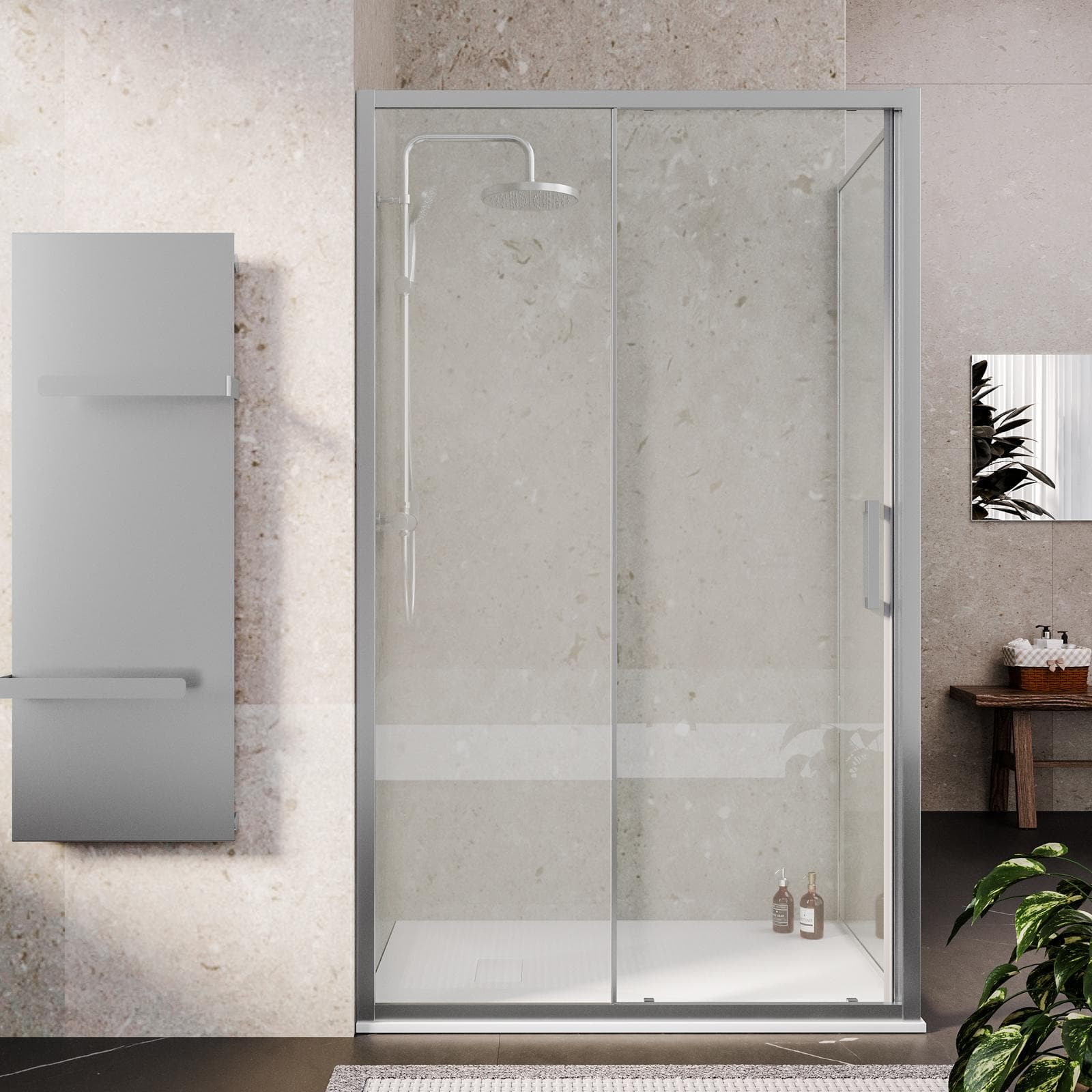 Box doccia 90x120 cm scorrevole vetro trasparente anticalcare profilo cromo 195h - Moritz