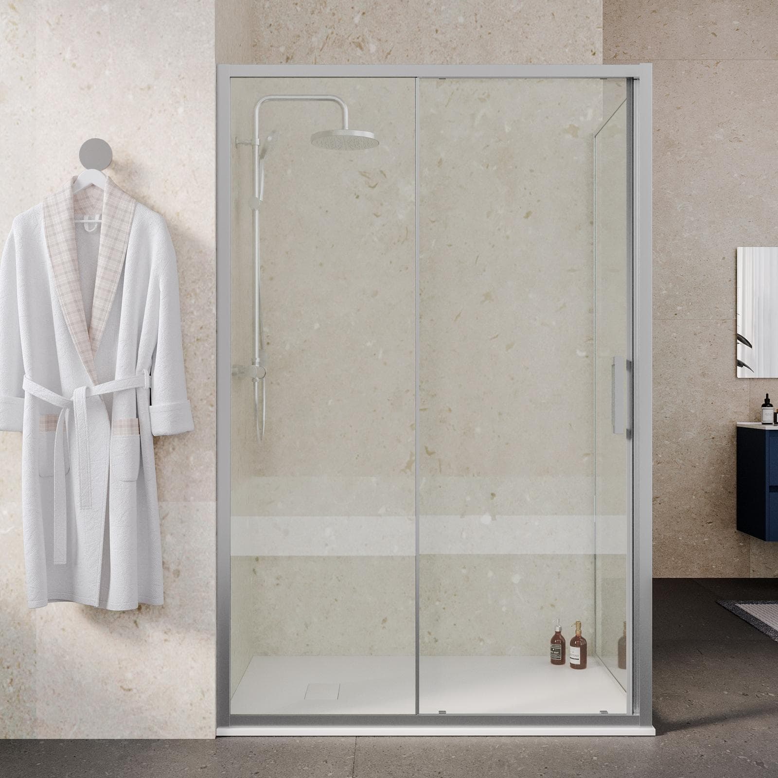 Box doccia 90x130 cm scorrevole vetro trasparente anticalcare profilo cromo 195h - Moritz