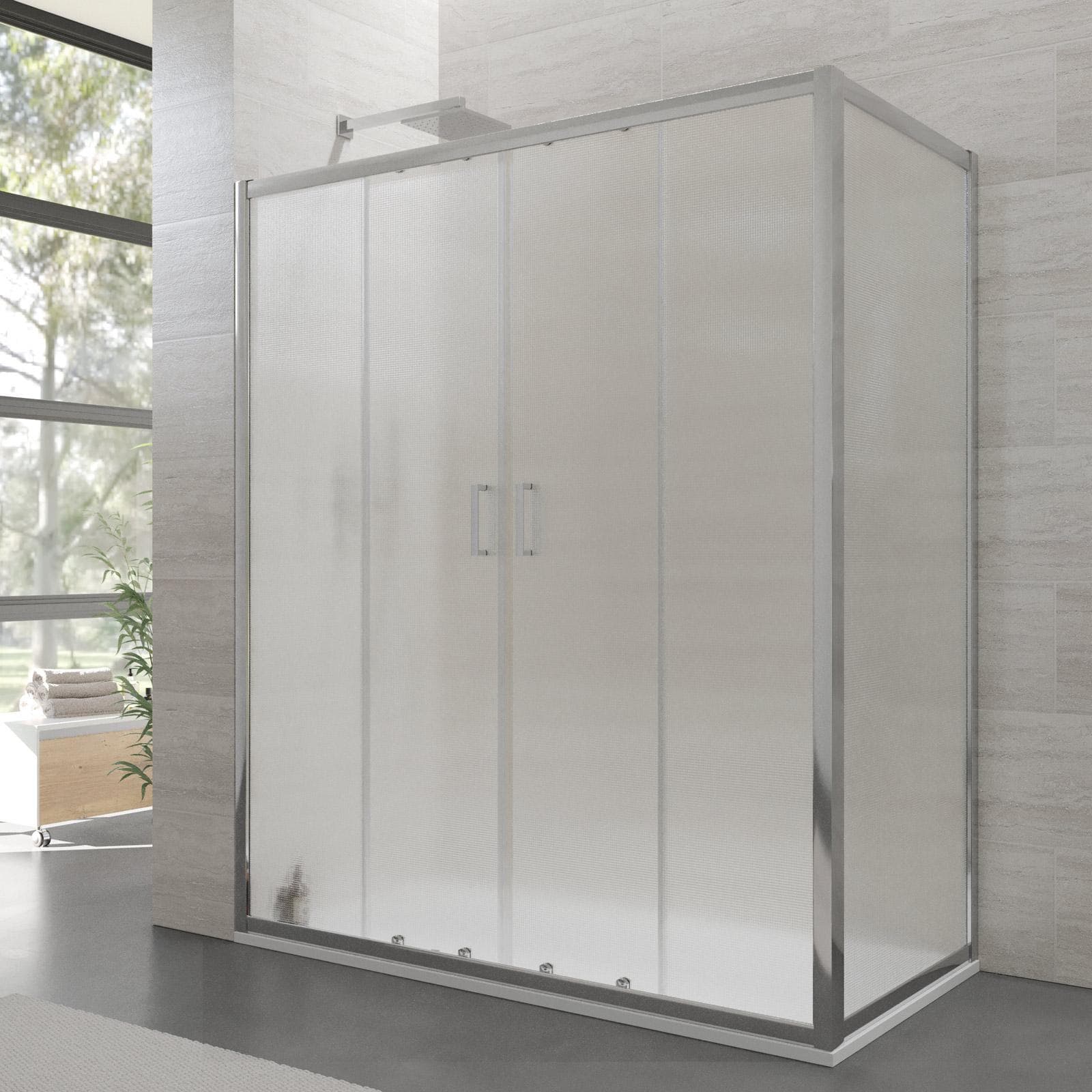 Box doccia 90x160 cm doppio scorrevole vetro temperato 6mm stampato 185h - Young