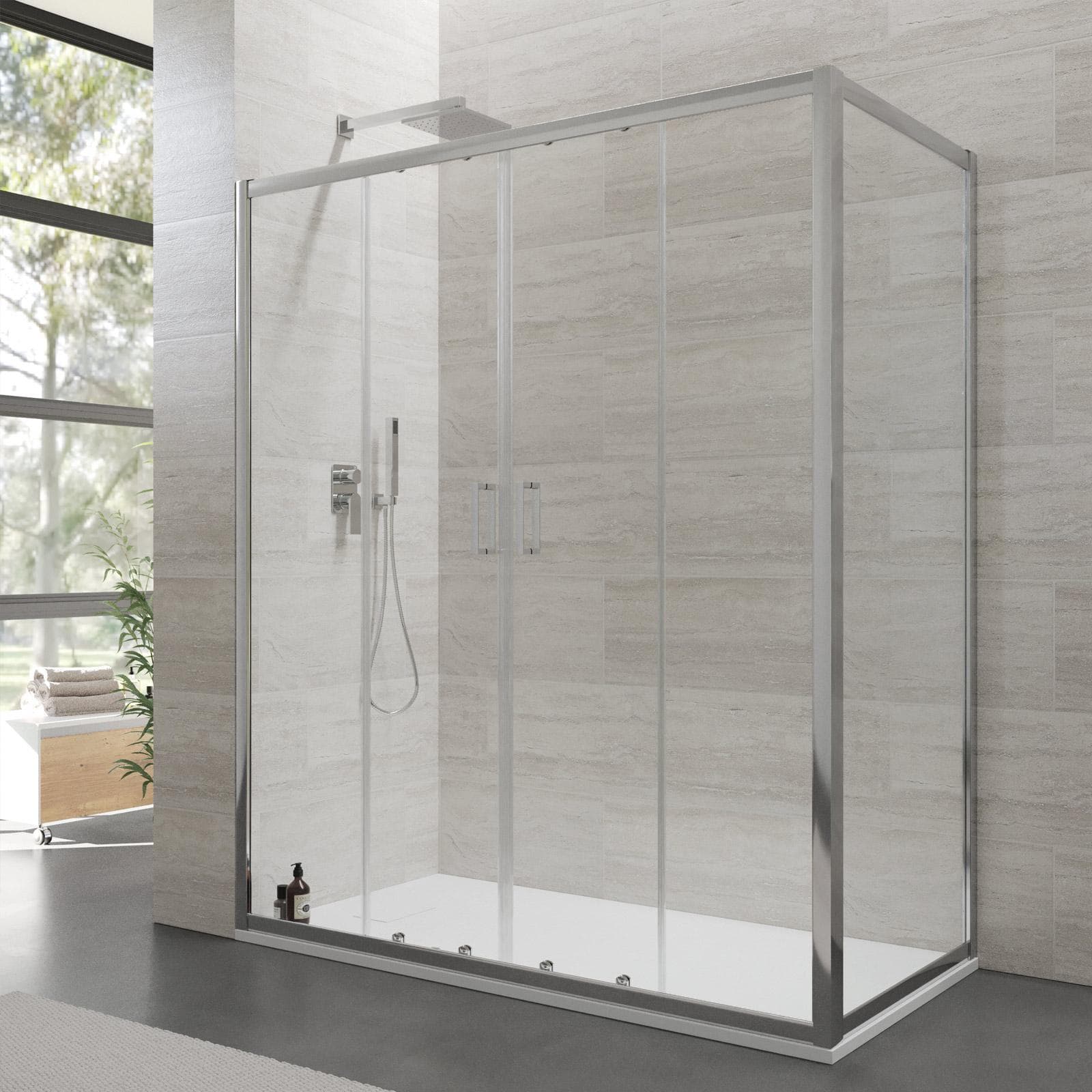 Box doccia 90x160 cm doppio scorrevole vetro temperato 6mm trasparente 185h - Young