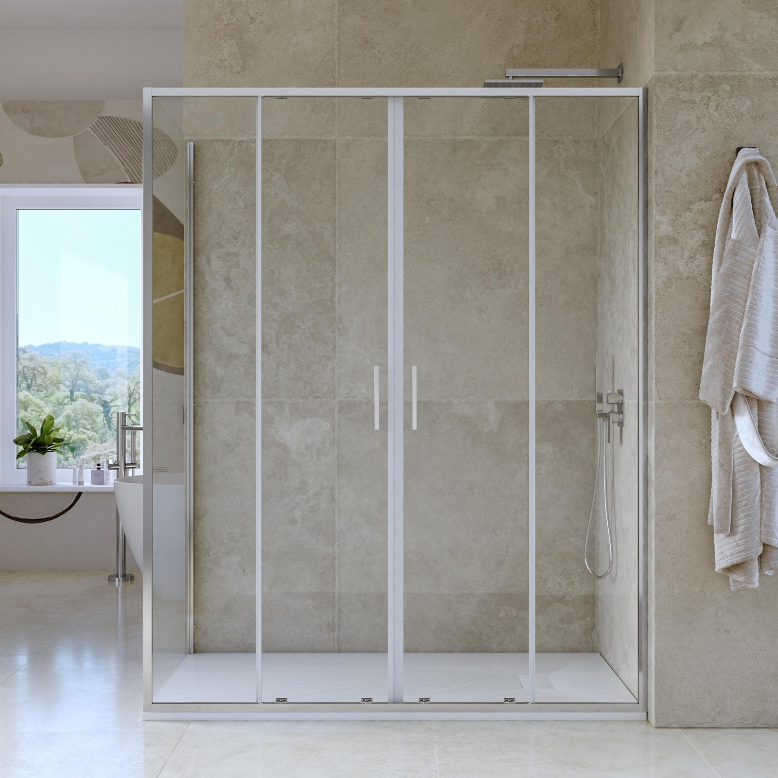 Box doccia 90x160 cm doppio scorrevole vetro trasparente e profilo cromo 195h - Glide