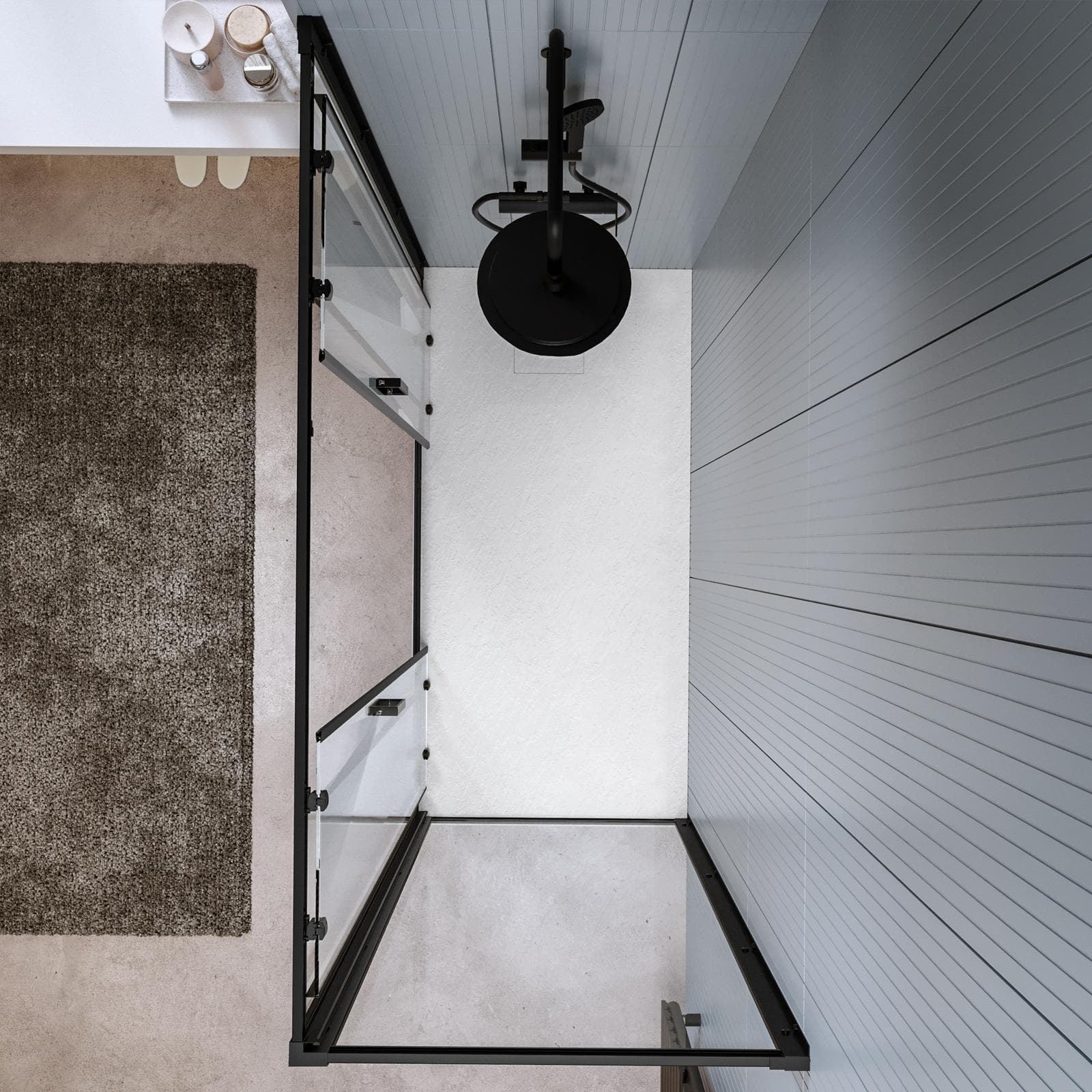 Box doccia 90x160 cm scorrevole in vetro temperato 6 mm trasparente 185h e profilo nero - Young