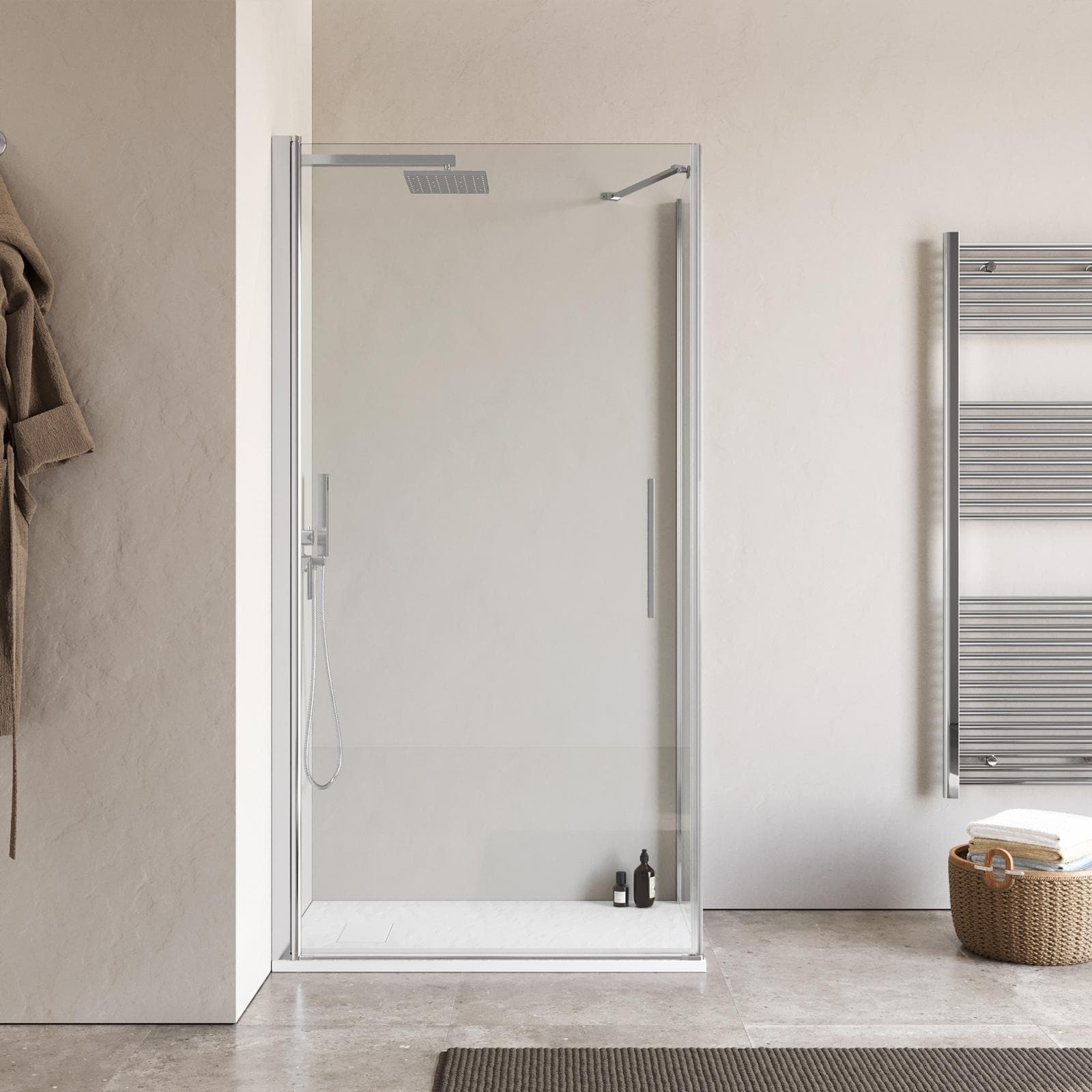 Box doccia 65x90 cm battente in vetro temperato 6mm trasparente 195h - Nilo