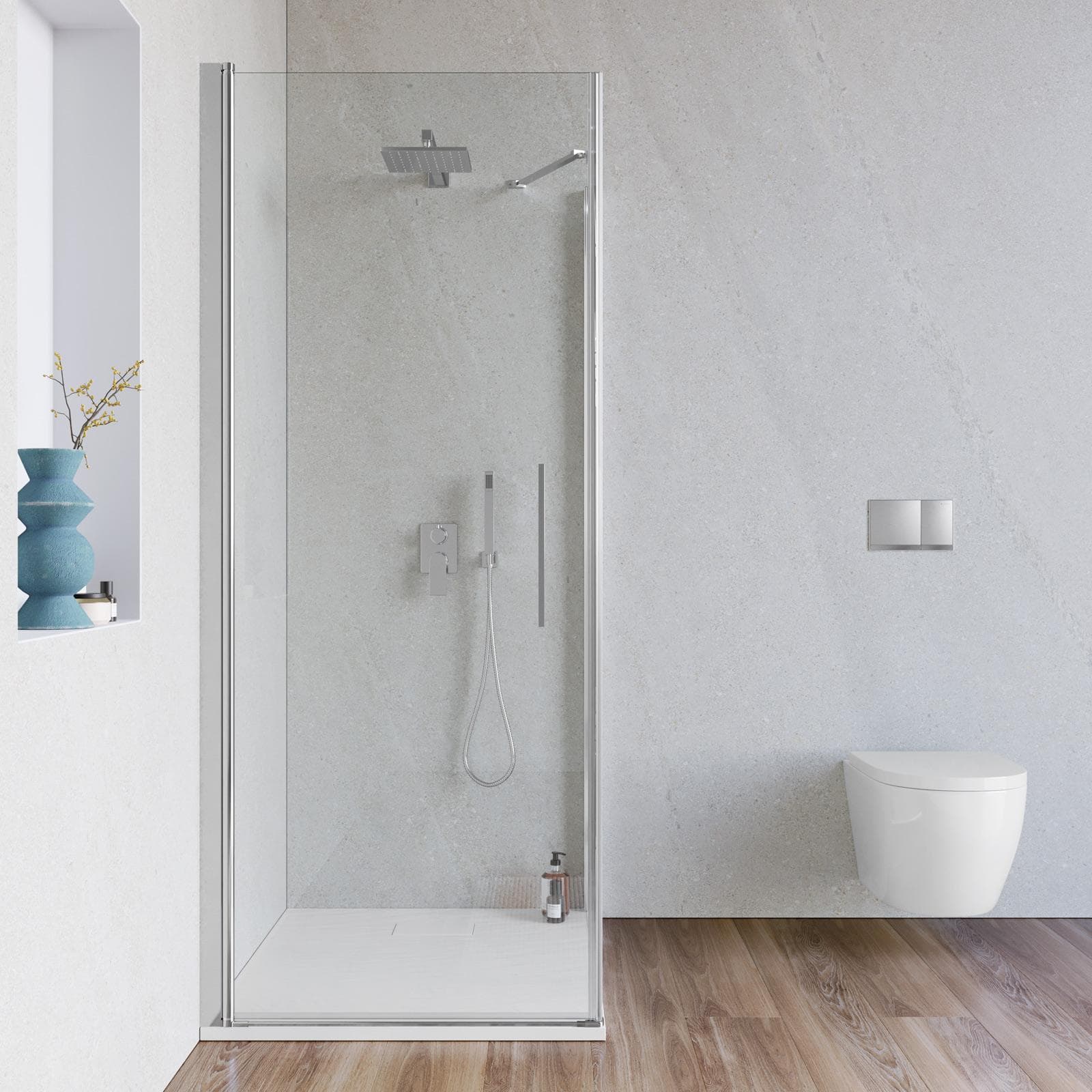 Box doccia 90x70 cm battente in vetro temperato 6mm trasparente 195h - Nilo