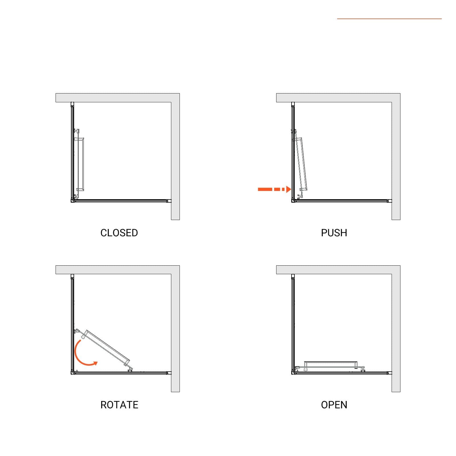 Box doccia 90x70 cm rototraslante con vetro temperato trasparente e profilo nero 195h - Nook