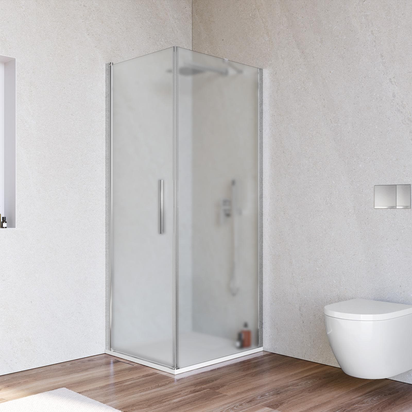 Box doccia 90x80 cm battente in vetro temperato 6mm opaco 195h - Nilo