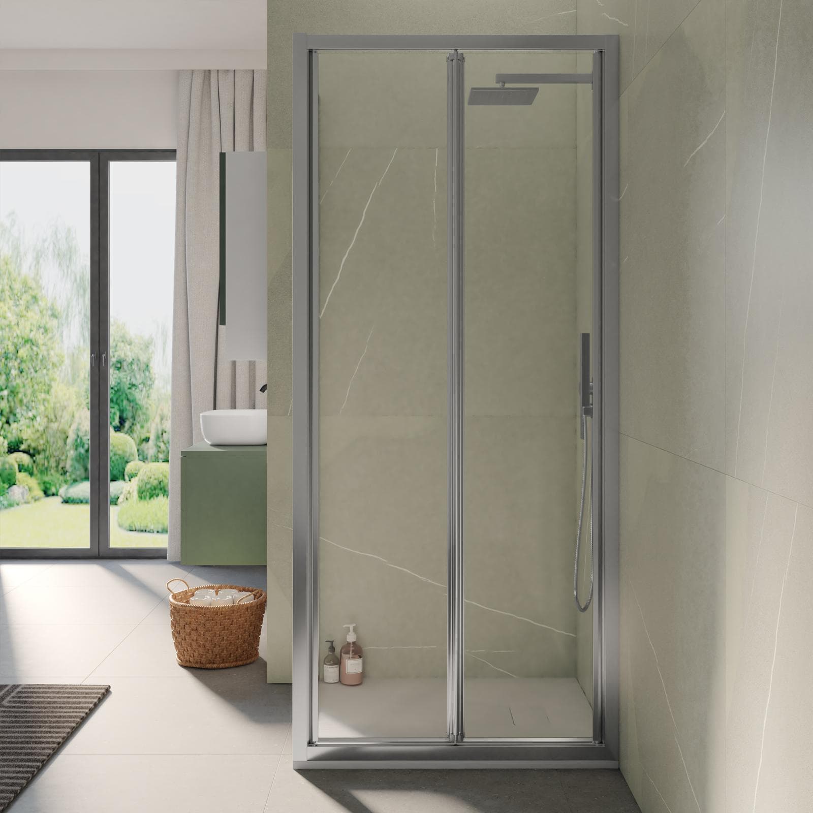 Box doccia 90x80 cm porta a soffietto trasparente anticalcare 195h - Sofy